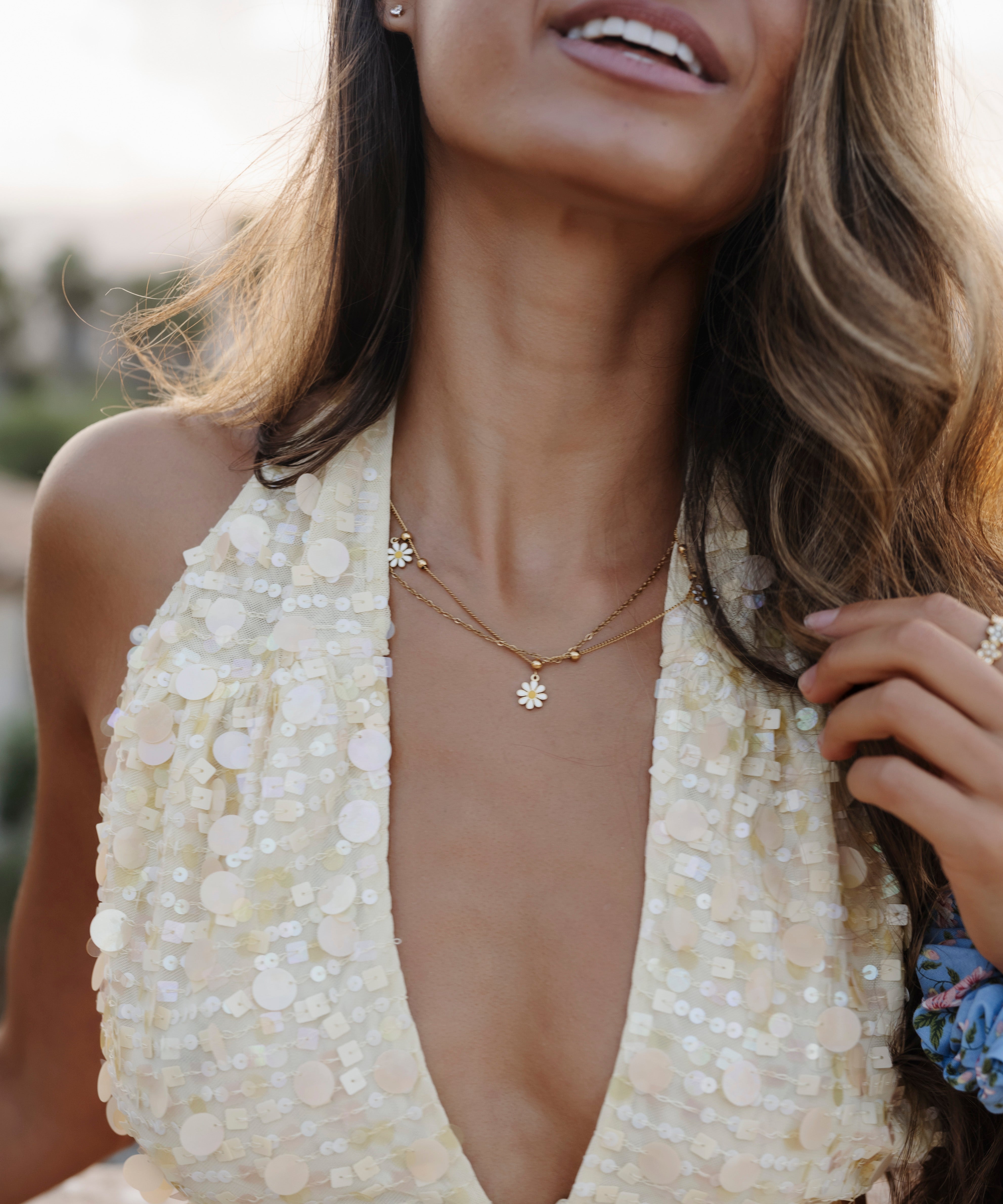 Daisy - 18K Goldkette mit Gänseblümchen