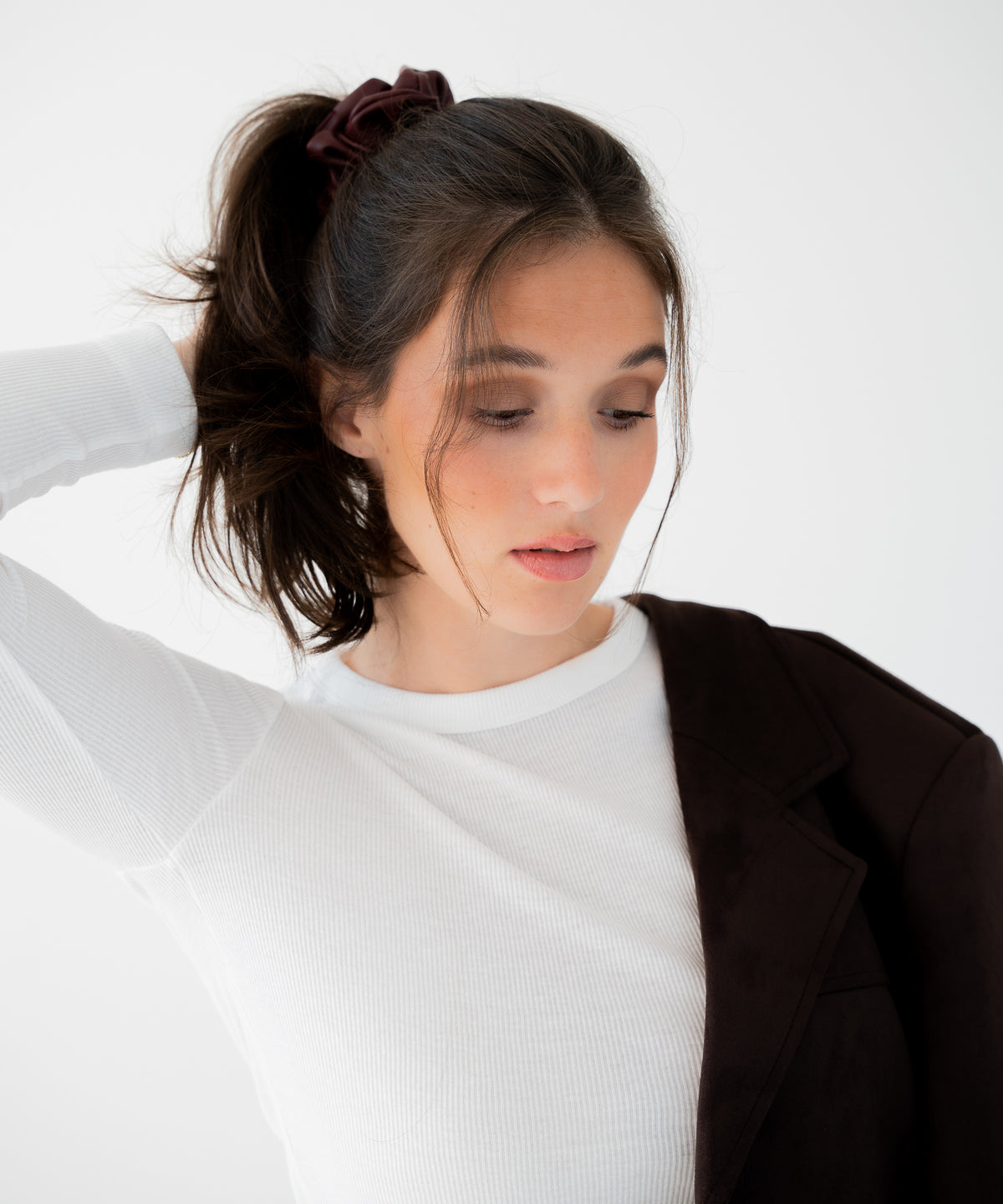 Selma Lederscrunchie - Burgundy