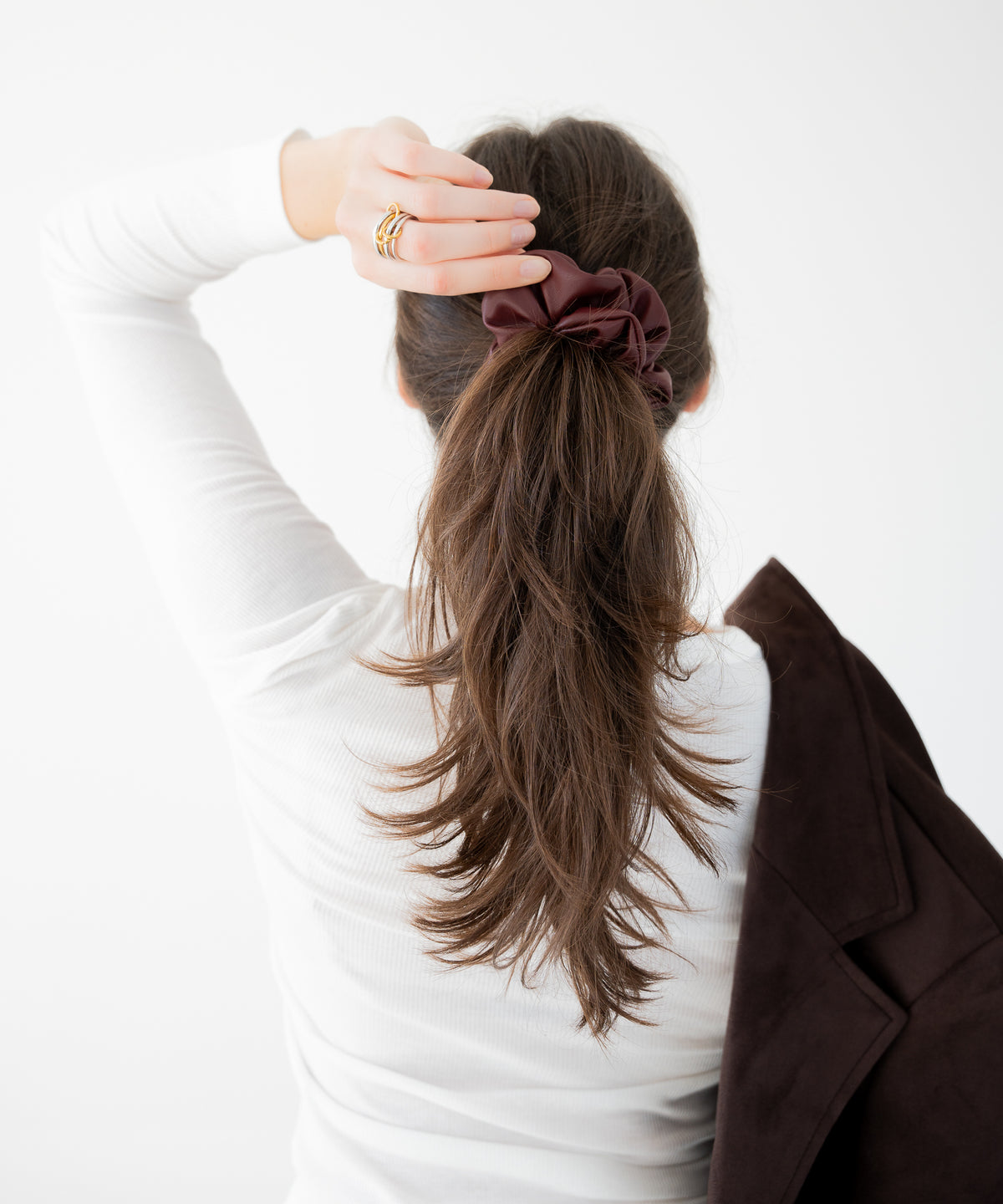 Selma Lederscrunchie - Burgundy