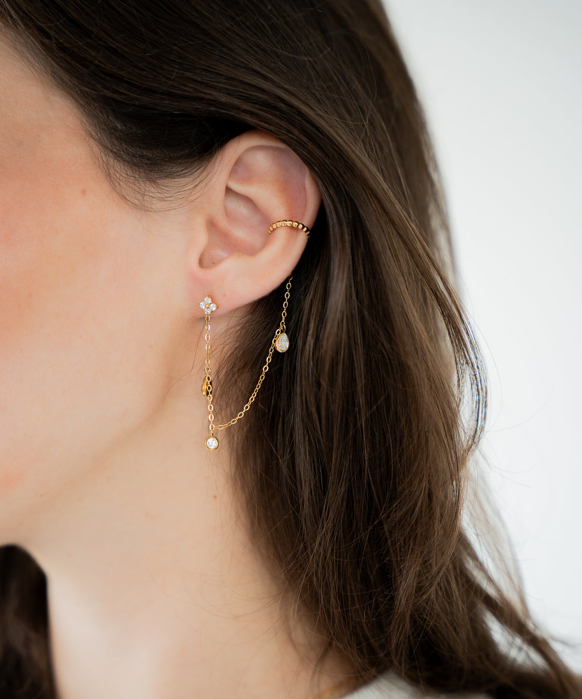Timeless - 18K Ohrringe mit Earcuff