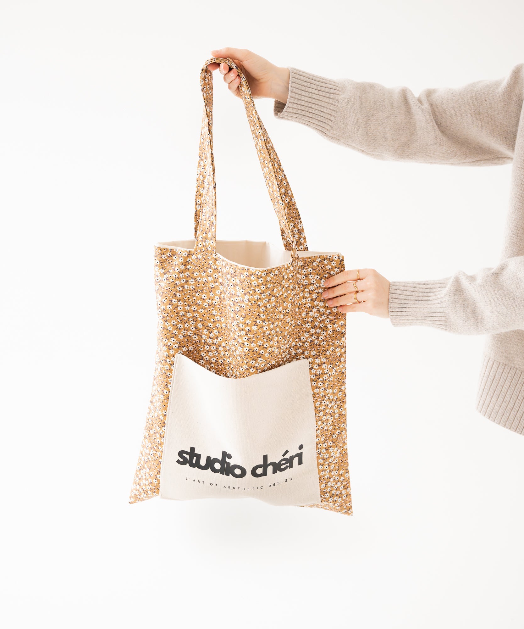 ADRIANA - Mini Tote Bag | Flowers - Beige - Studio Chéri