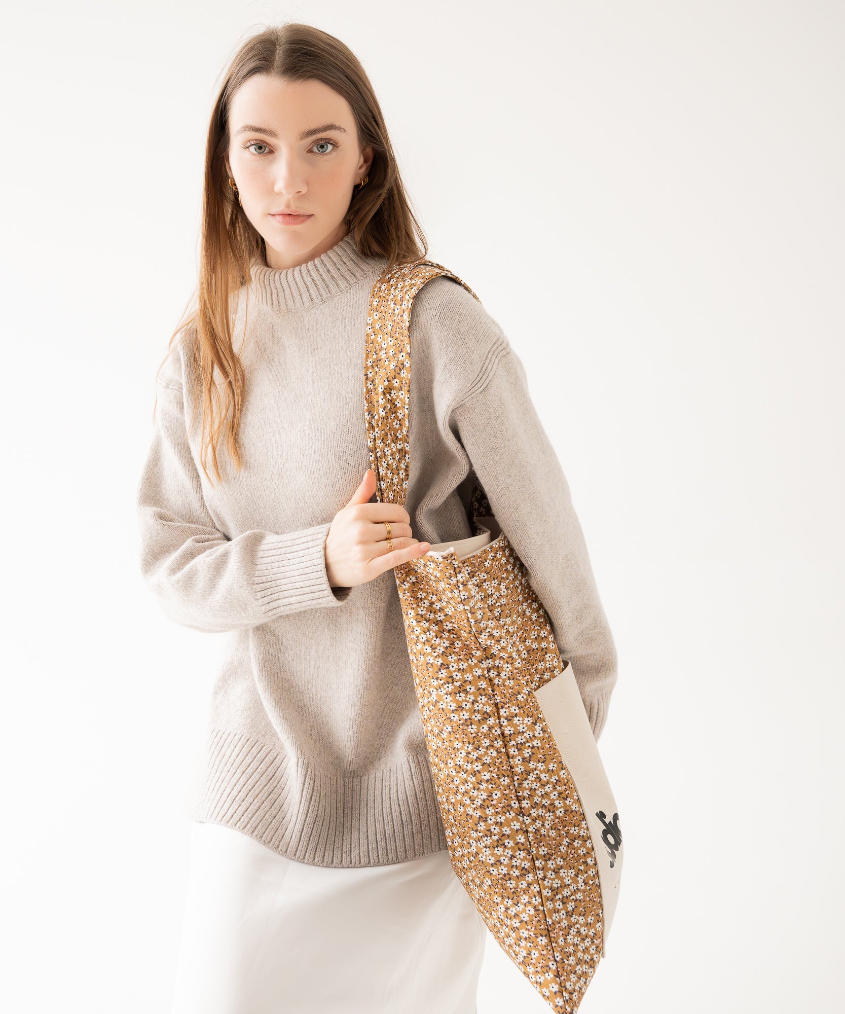 ADRIANA - Mini Tote Bag | Flowers - Beige - Studio Chéri