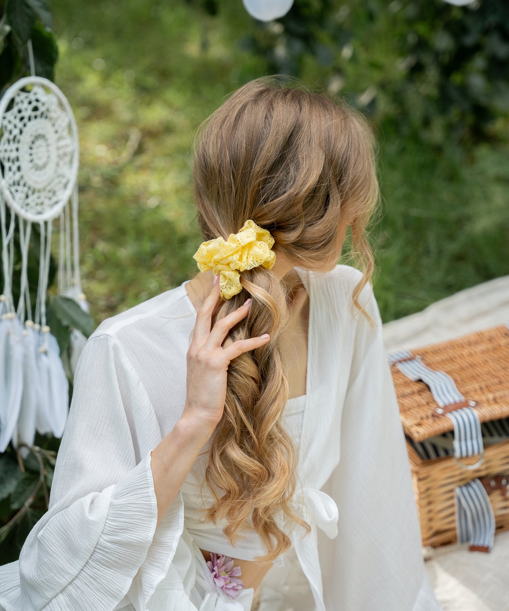 ANNIE - Scrunchie aus Spitze - Gelb - Studio Chéri