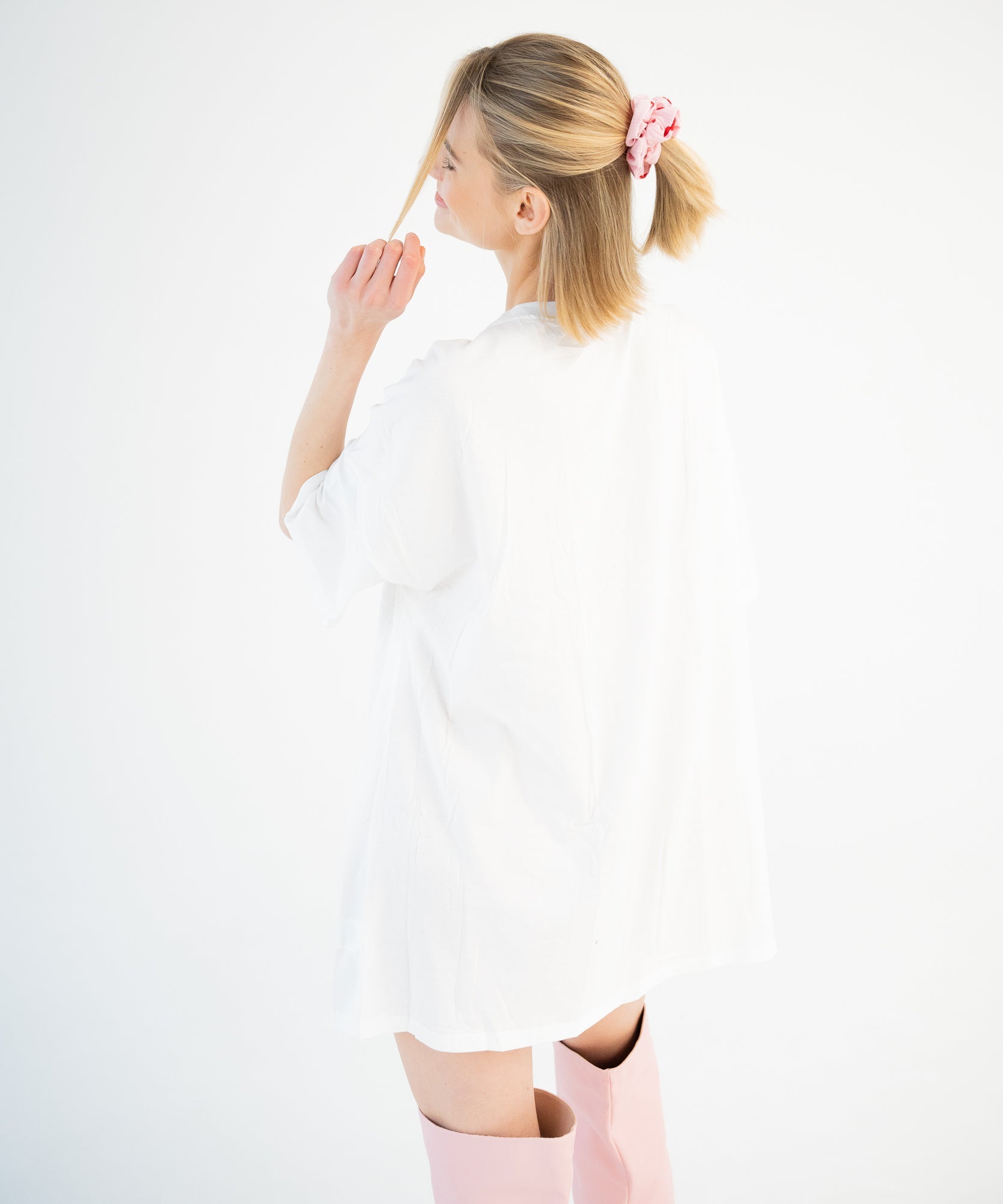 ATELIER ROSE - Scrunchie mit Herzen - Rosa/Weiß - Studio Chéri