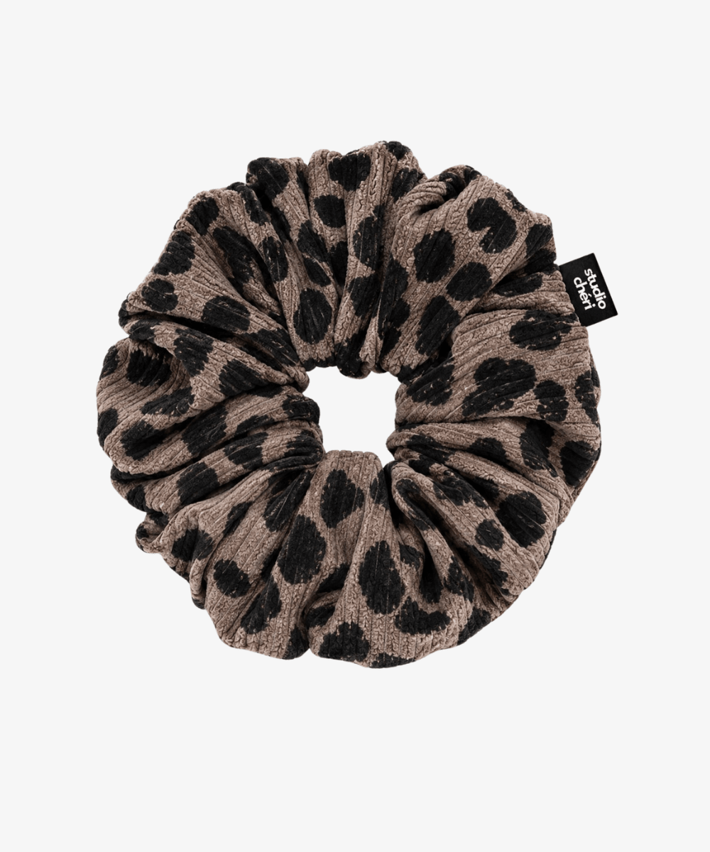 Bailey - Cord Scrunchie mit Leomuster - Braun - Studio Chéri
