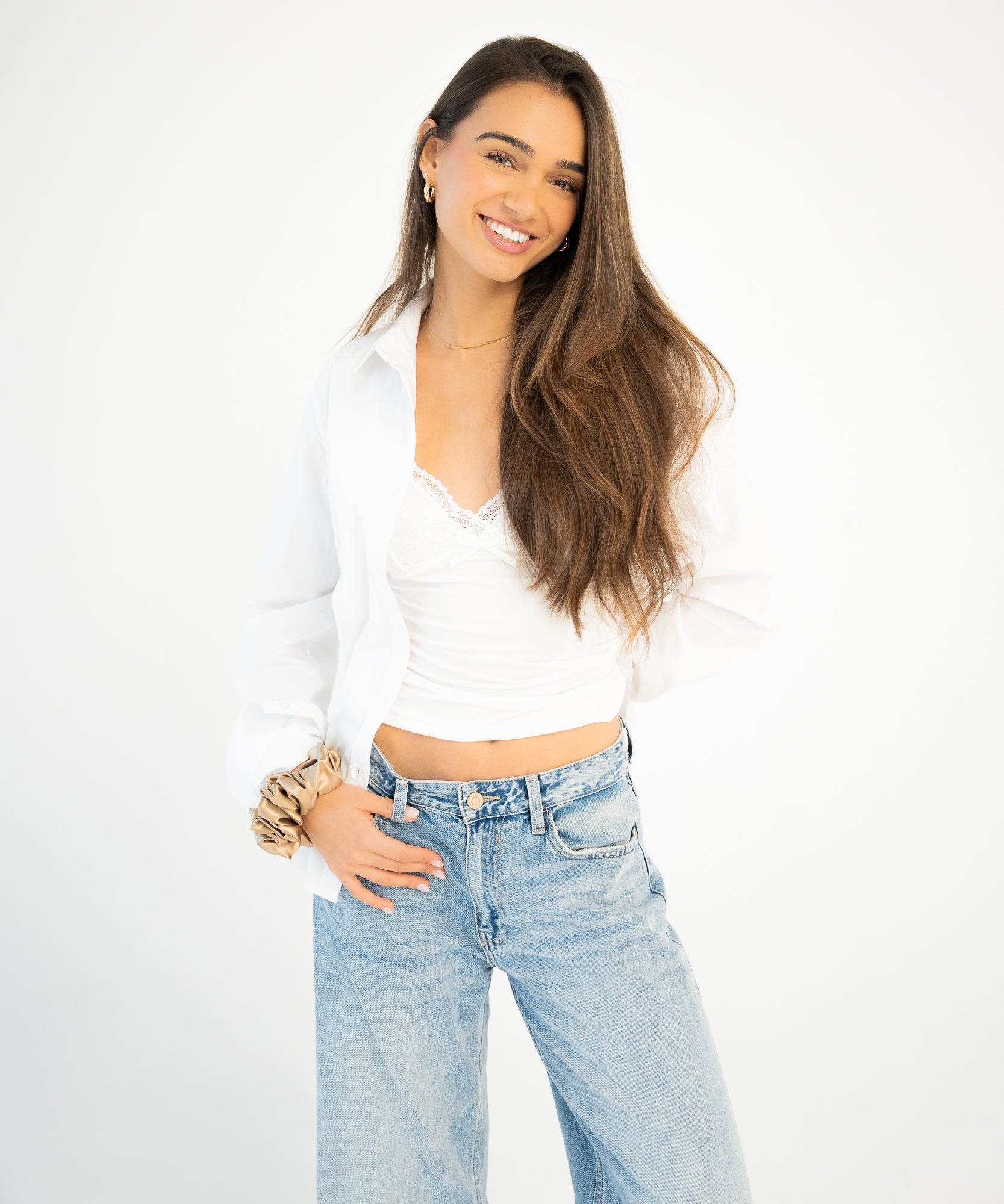 Claire - Satin Scrunchie - Beige - Beige - Studio Chéri