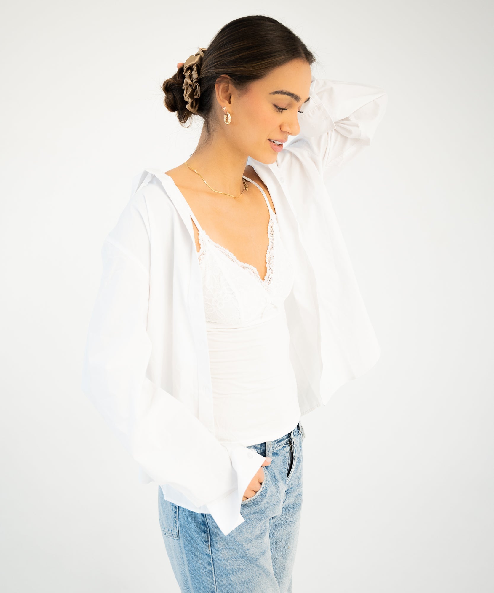 Claire - Satin Scrunchie - Beige - Beige - Studio Chéri