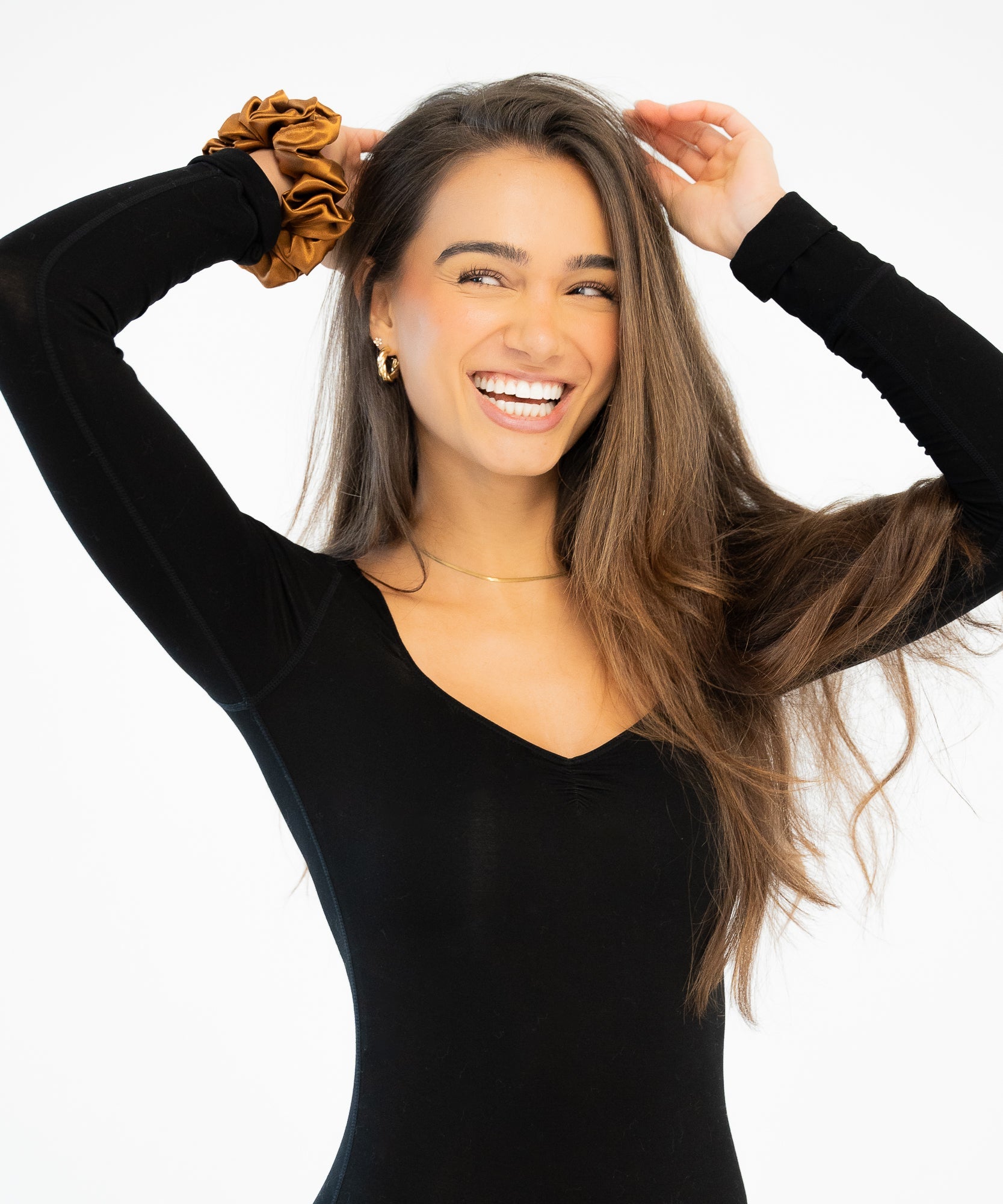 Claire - Satin Scrunchie - Copper - Braun - Studio Chéri