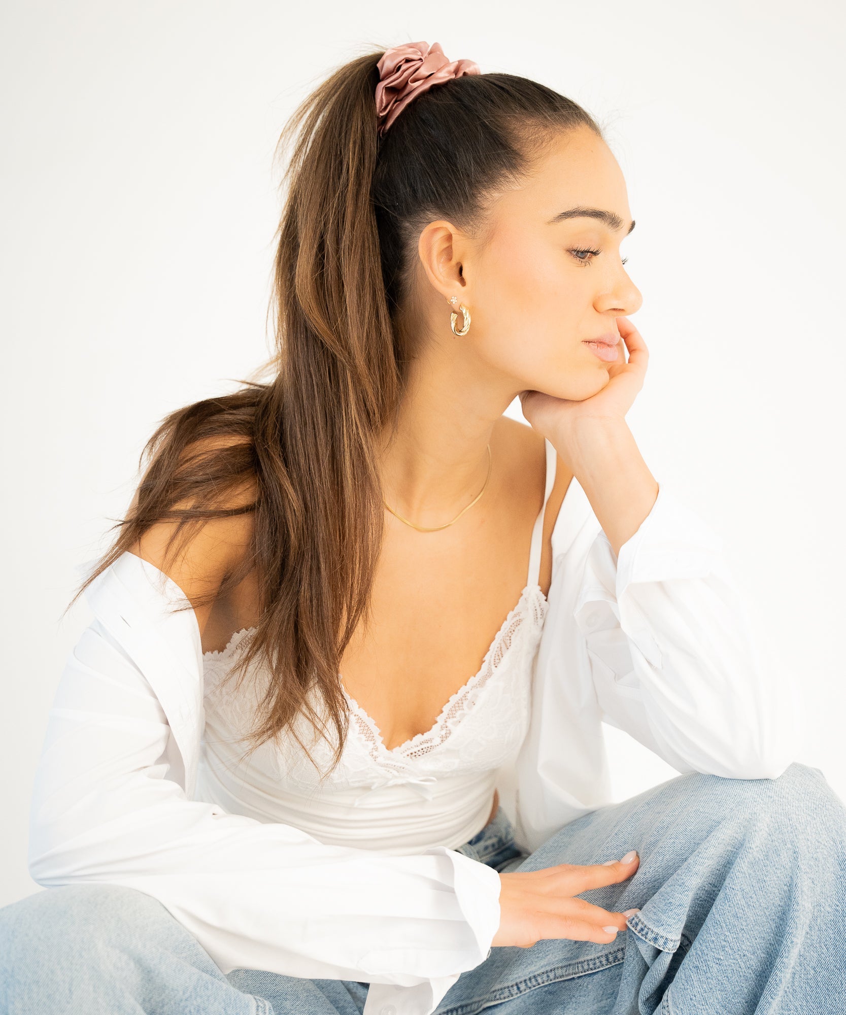 Claire - Satin Scrunchie - Rose - Rosa - Studio Chéri