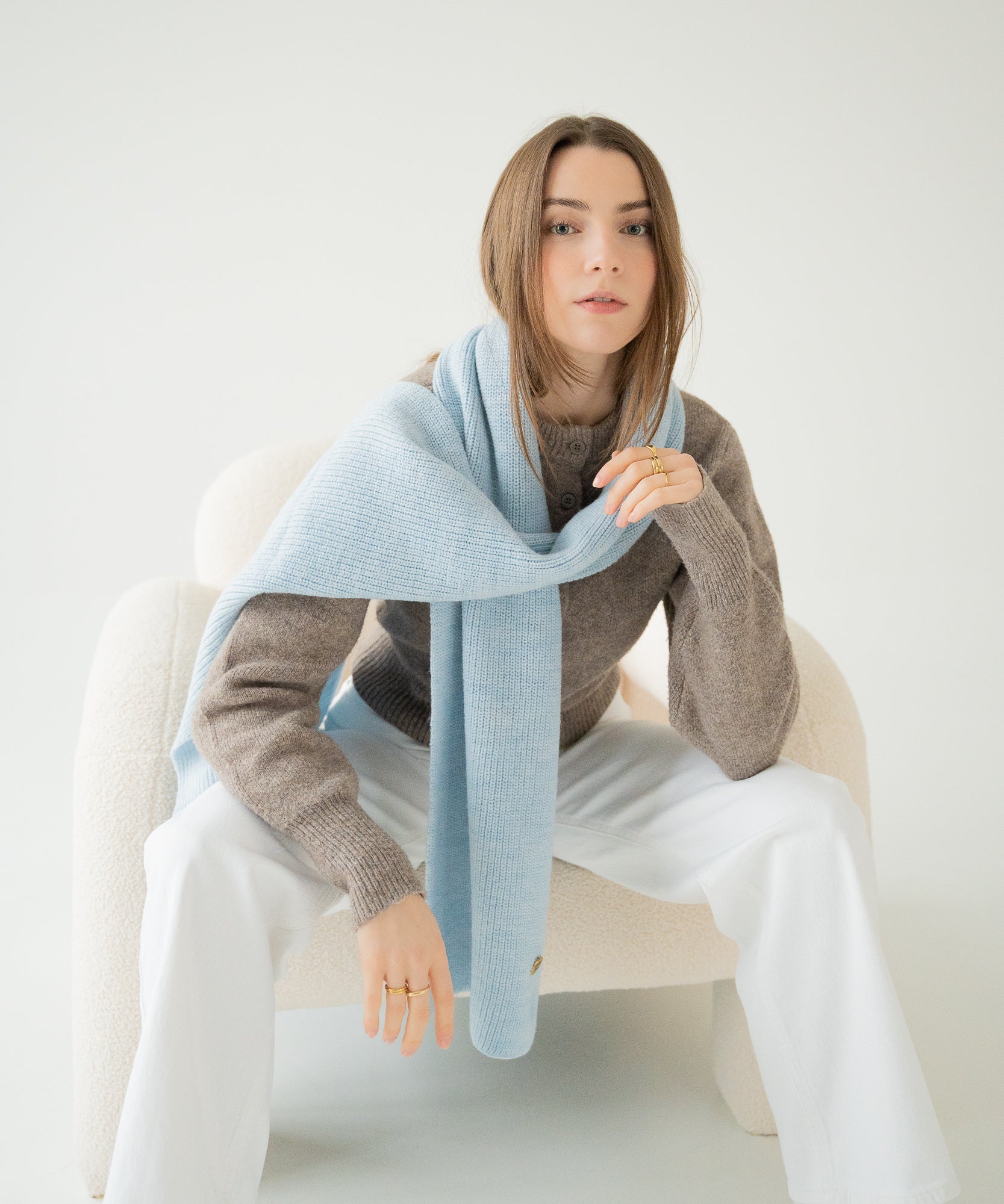 CLEO - Schal aus Merinowolle | Ligth Blue - Grau - Studio Chéri