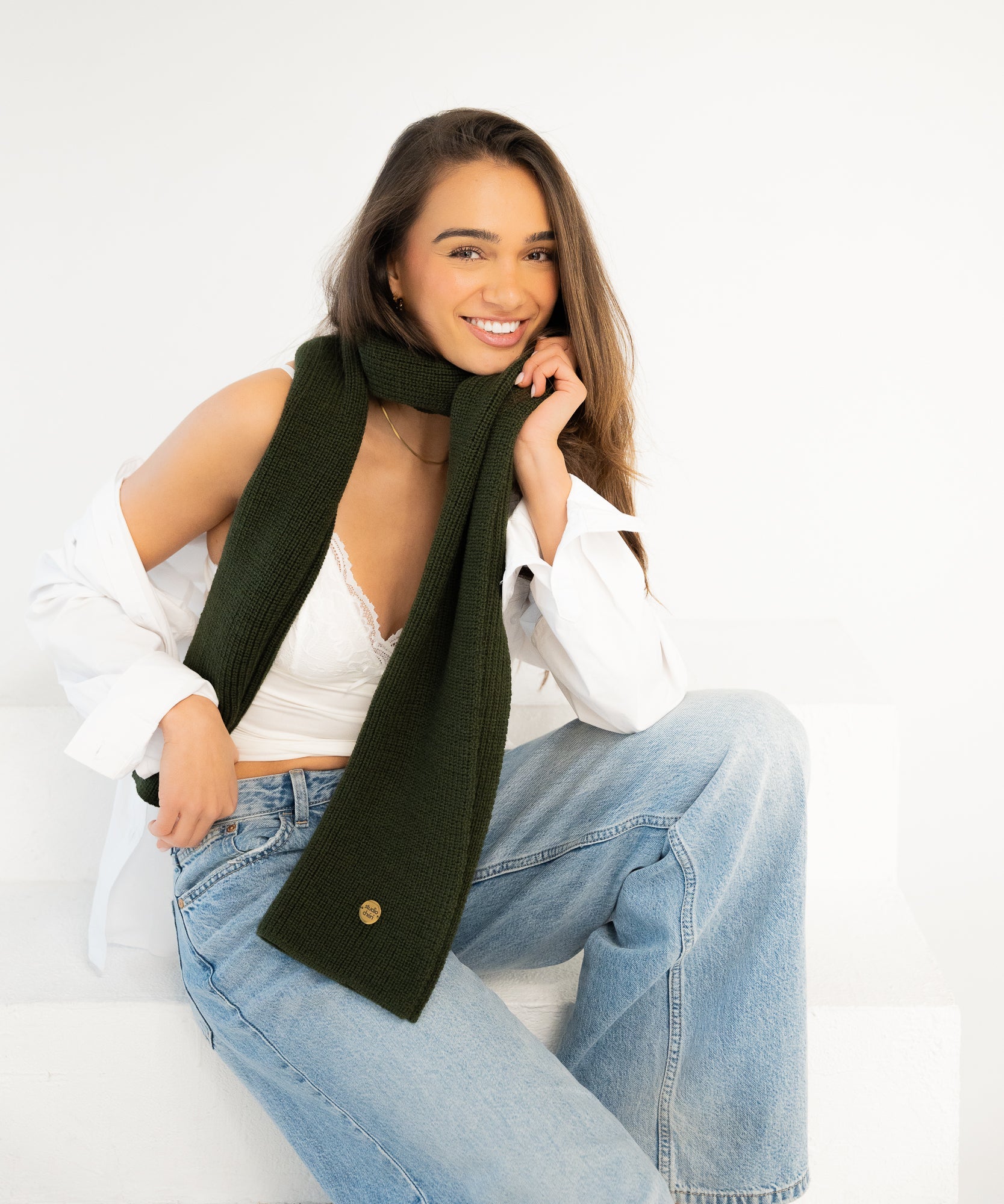 Cleo Schal aus Merinowolle - Olive - Grün - Studio Chéri