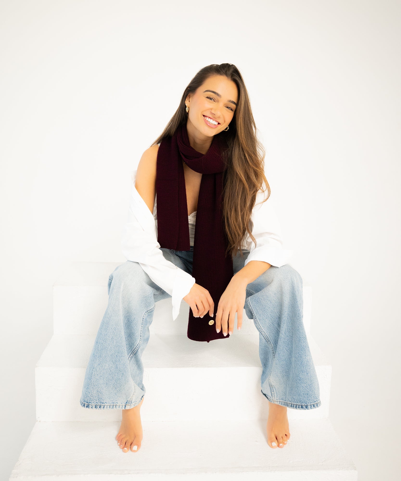 Cleo Schal aus Merinowolle - Wine - Rot - Studio Chéri