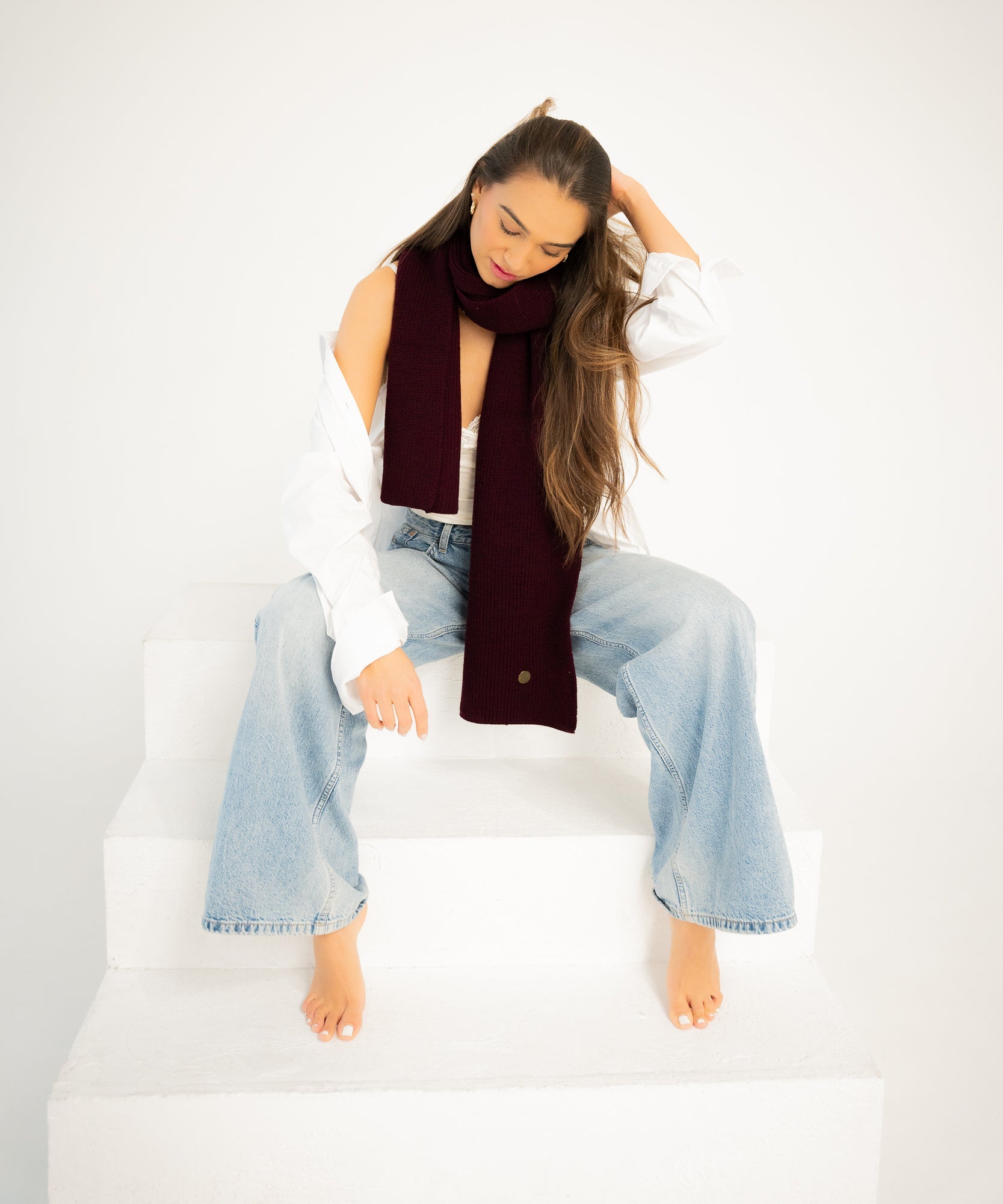 Cleo Schal aus Merinowolle - Wine - Rot - Studio Chéri