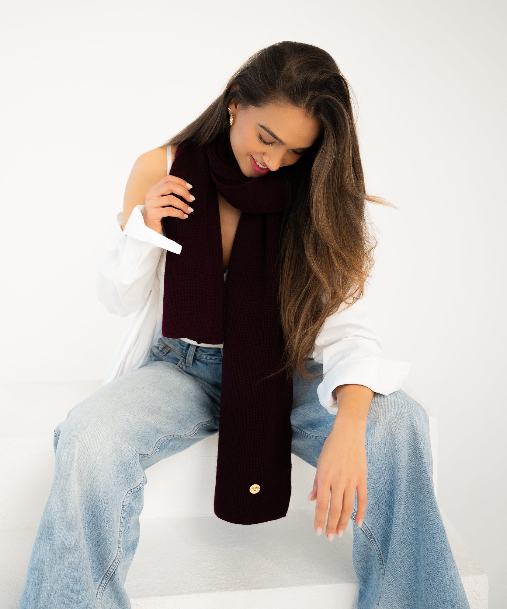 Cleo Schal aus Merinowolle - Wine - Rot - Studio Chéri