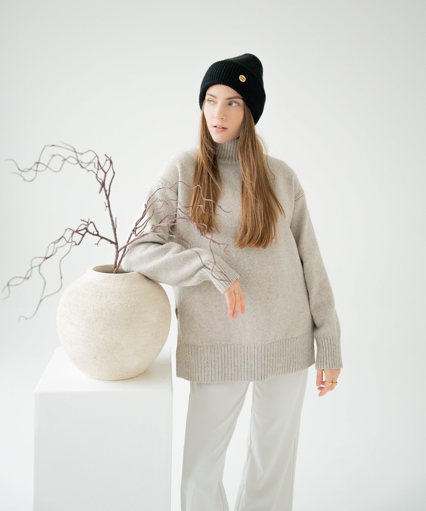 CLEO - Strickmütze aus Merinowolle | Black - Schwarz - Studio Chéri