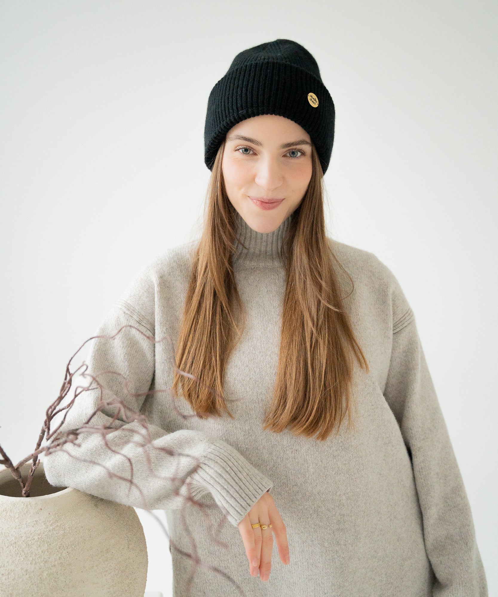 CLEO - Strickmütze aus Merinowolle | Black - Schwarz - Studio Chéri