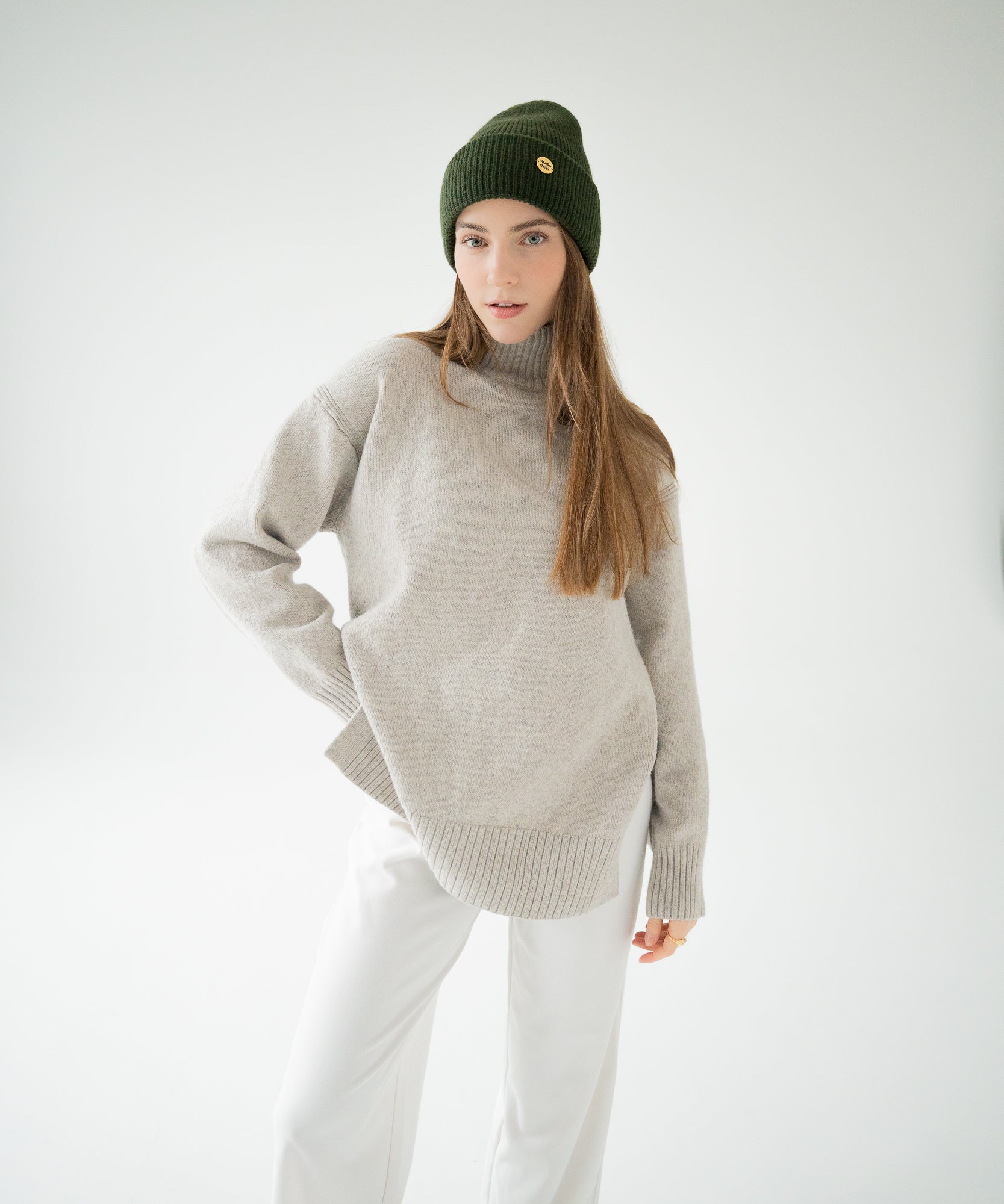 CLEO - Strickmütze aus Merinowolle | Olive - Grün - Studio Chéri