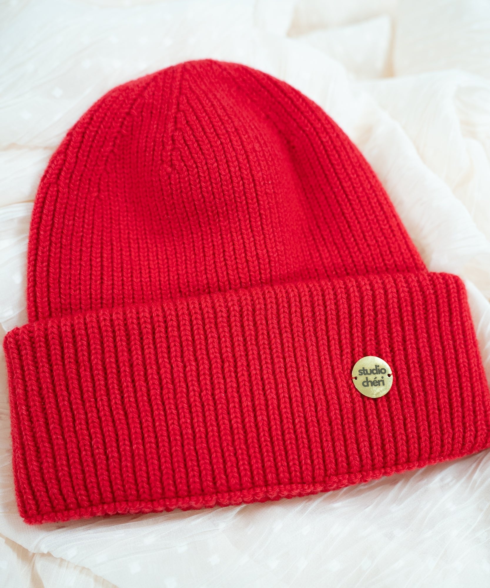 CLEO - Strickmütze aus Merinowolle | Santa Red - Rot - Studio Chéri