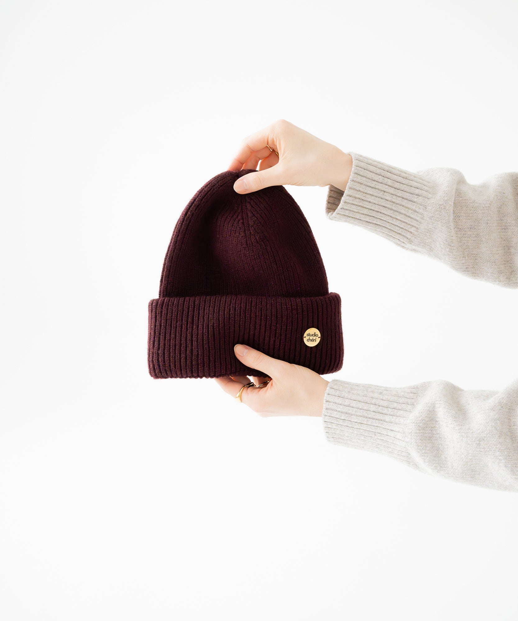 CLEO - Strickmütze aus Merinowolle | Wine - Rot - Studio Chéri