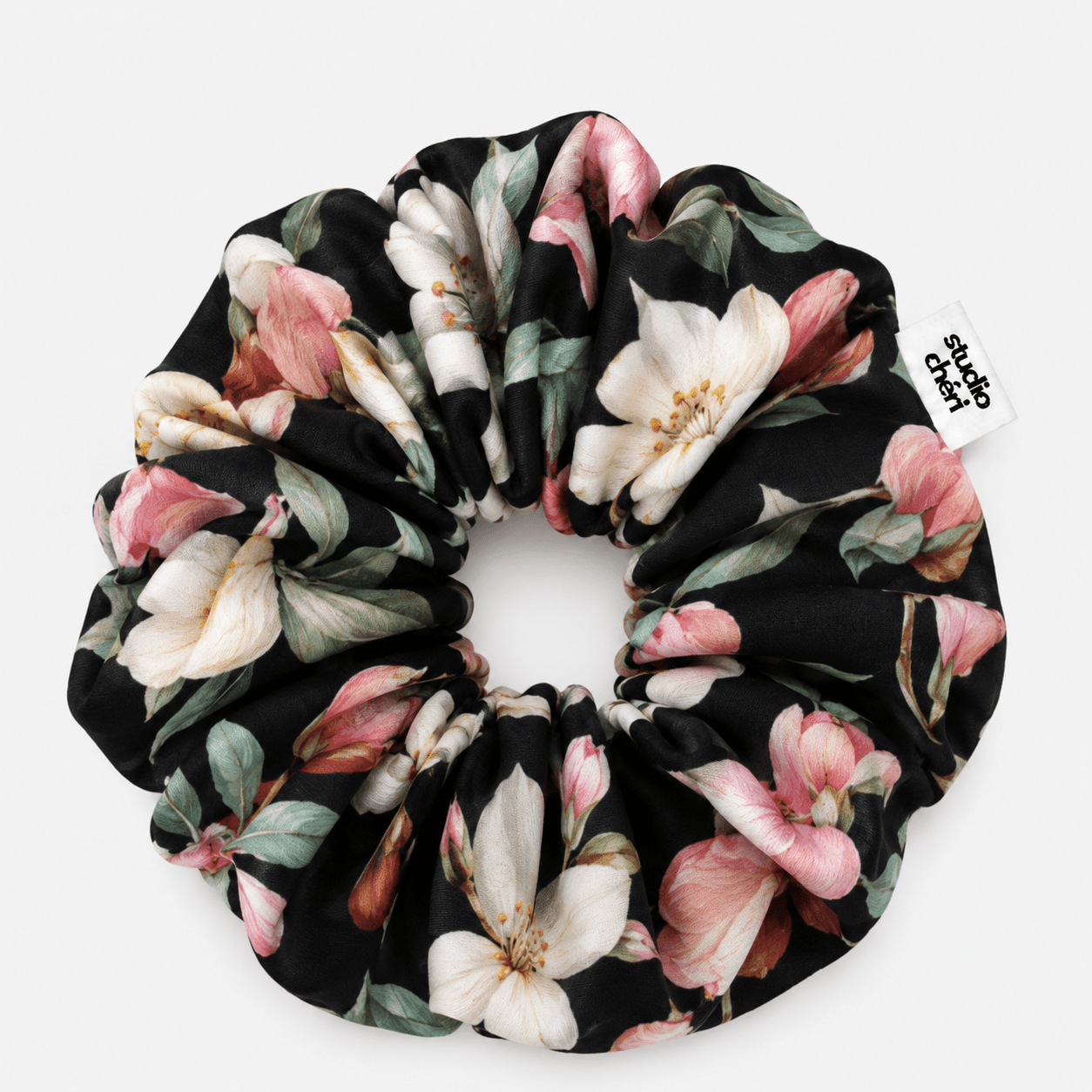 Dalia - Scrunchie mit Blumen - schwarz - Studio Chéri