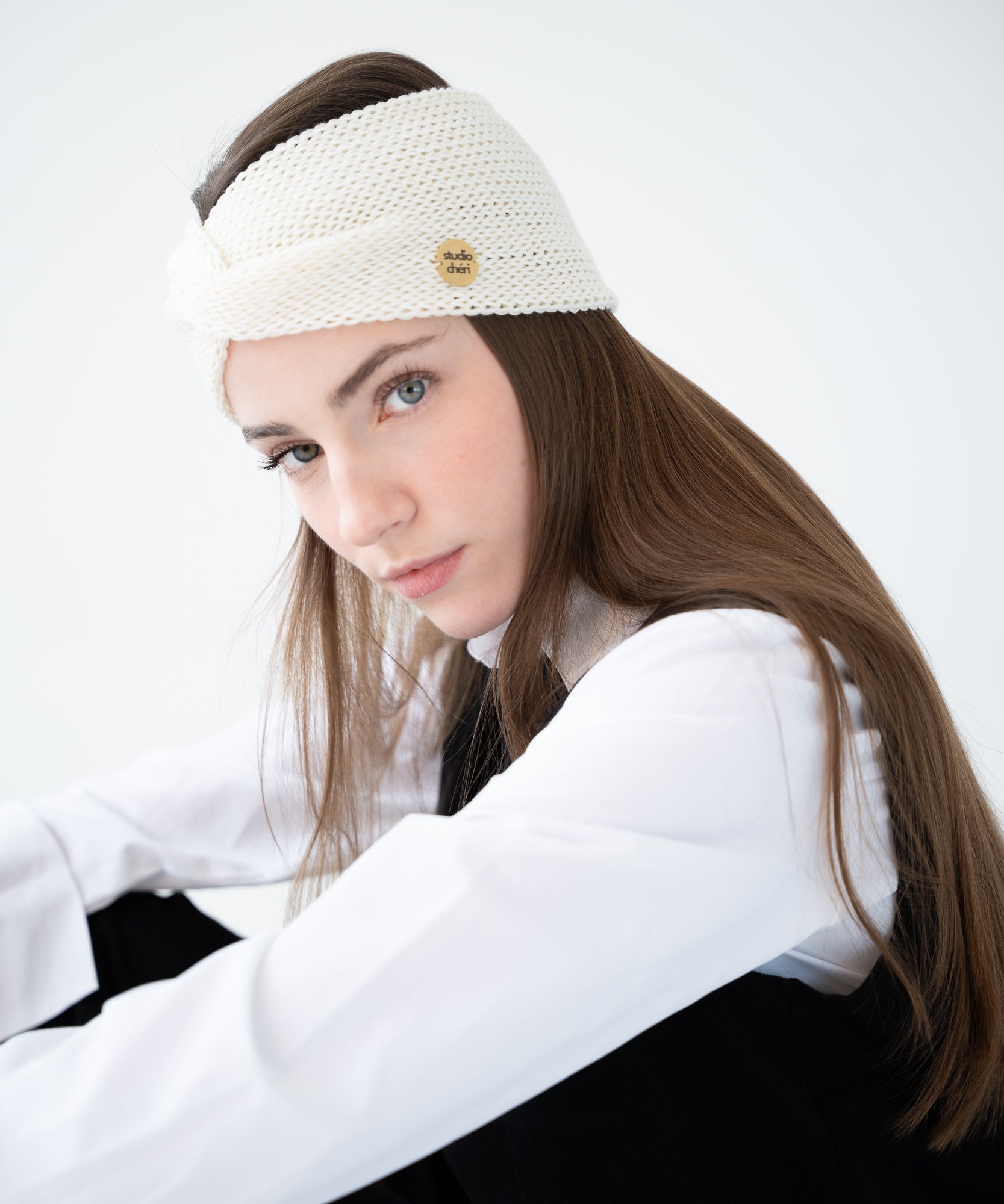 EMMA - Stirnband aus Merinowolle | Creme - Pink - Studio Chéri