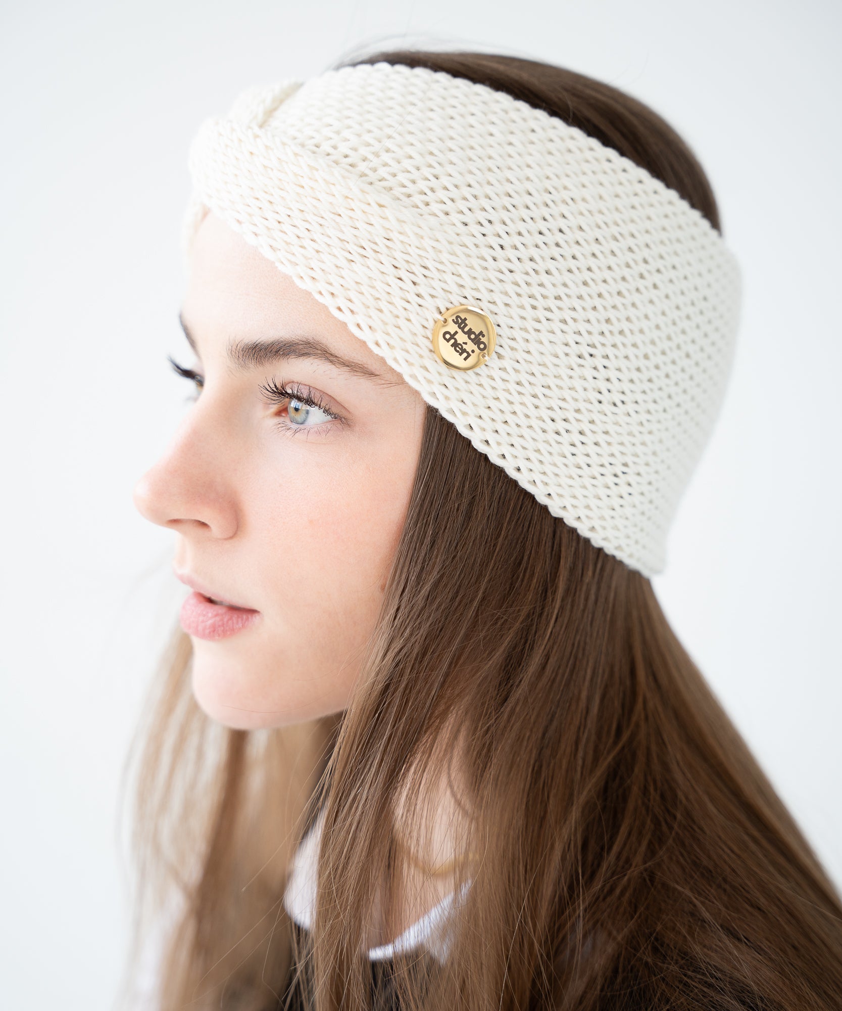 EMMA - Stirnband aus Merinowolle | Creme - Pink - Studio Chéri