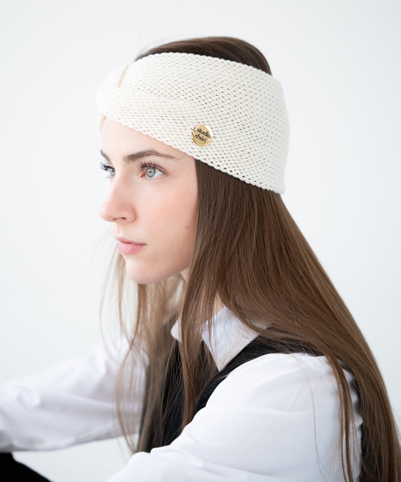 EMMA - Stirnband aus Merinowolle | Creme - Pink - Studio Chéri