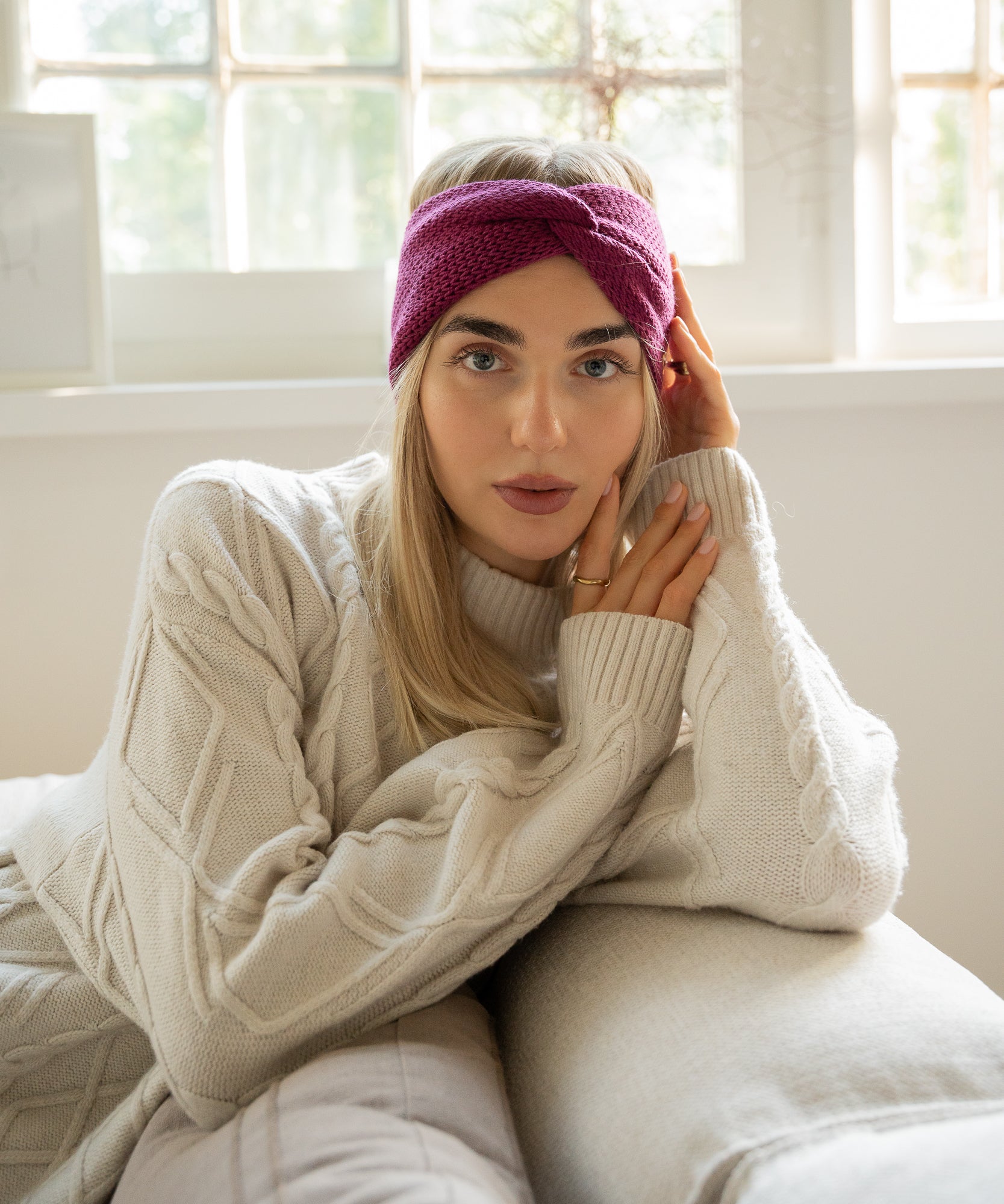 EMMA - Stirnband aus Merinowolle | Magenta - Pink - Studio Chéri