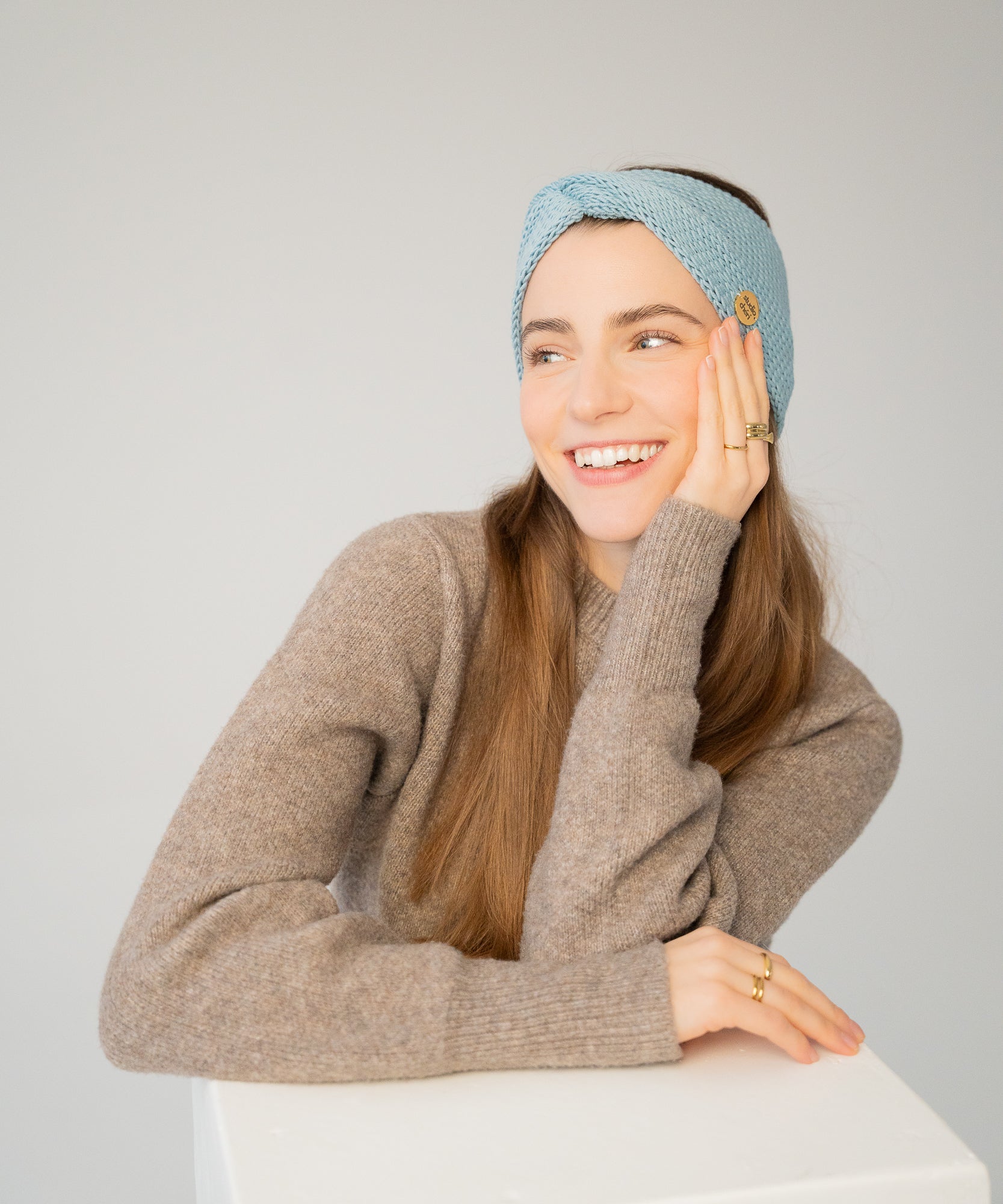 EMMA - Stirnband aus Merinowolle | Mint - Pink - Studio Chéri