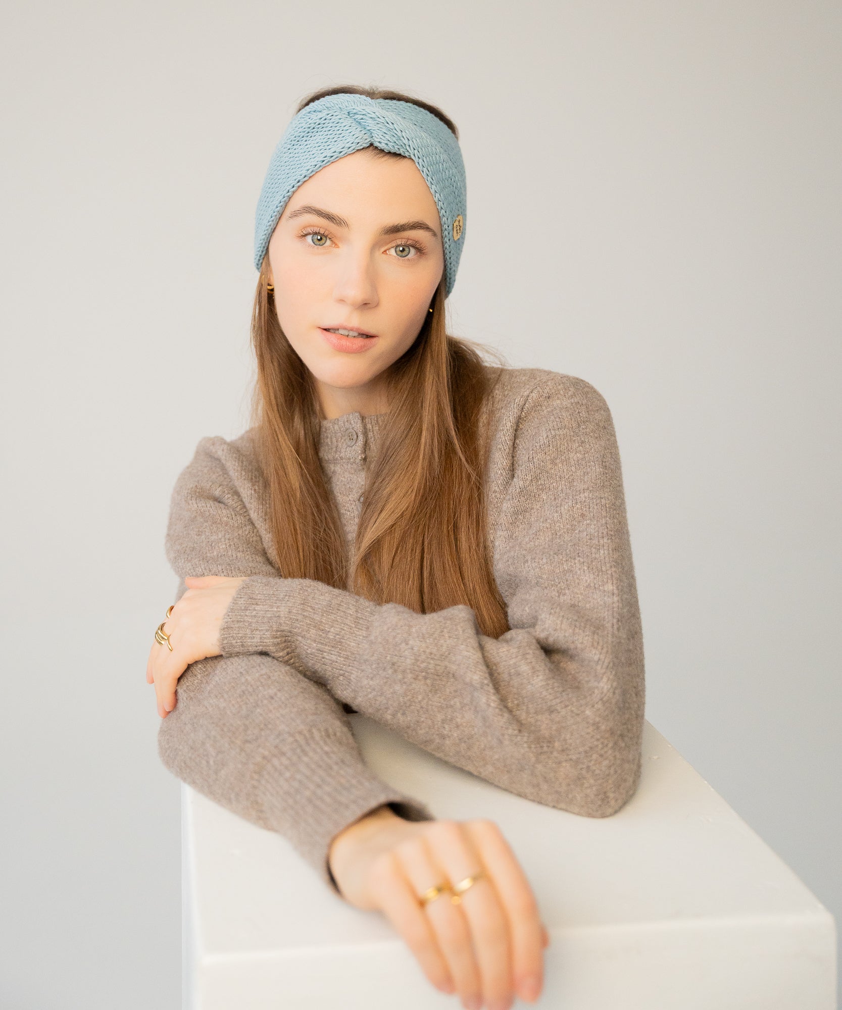 EMMA - Stirnband aus Merinowolle | Mint - Pink - Studio Chéri