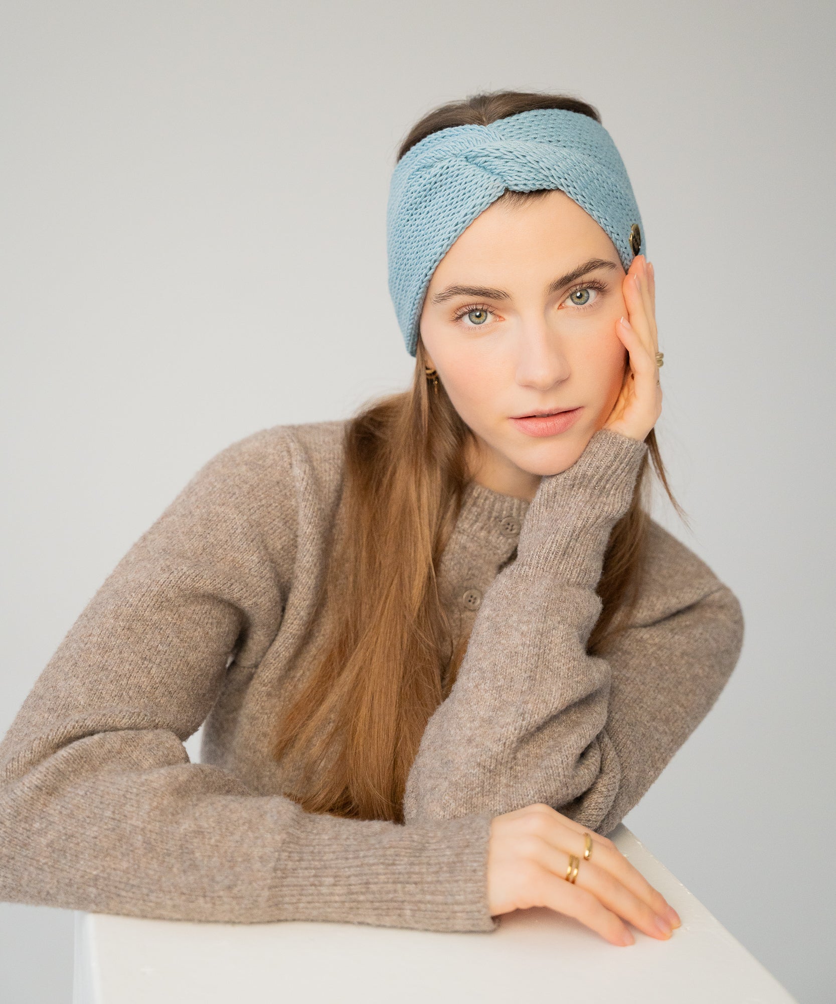 EMMA - Stirnband aus Merinowolle | Mint - Pink - Studio Chéri