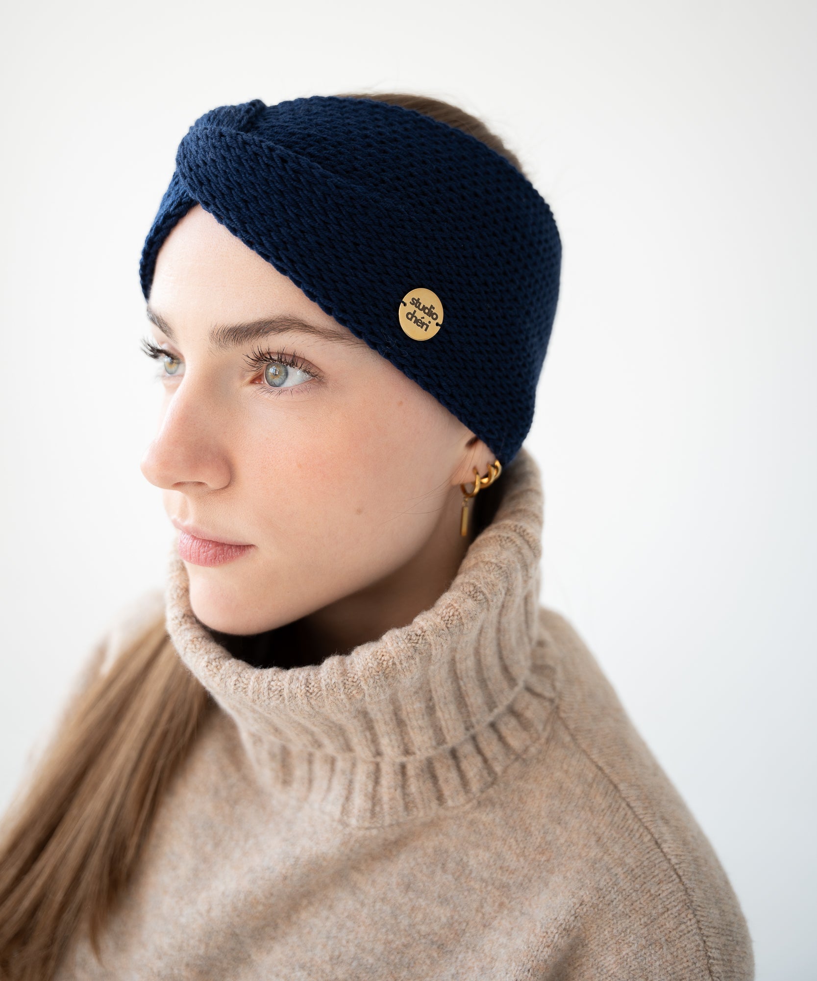 EMMA - Stirnband aus Merinowolle | Navy - Pink - Studio Chéri