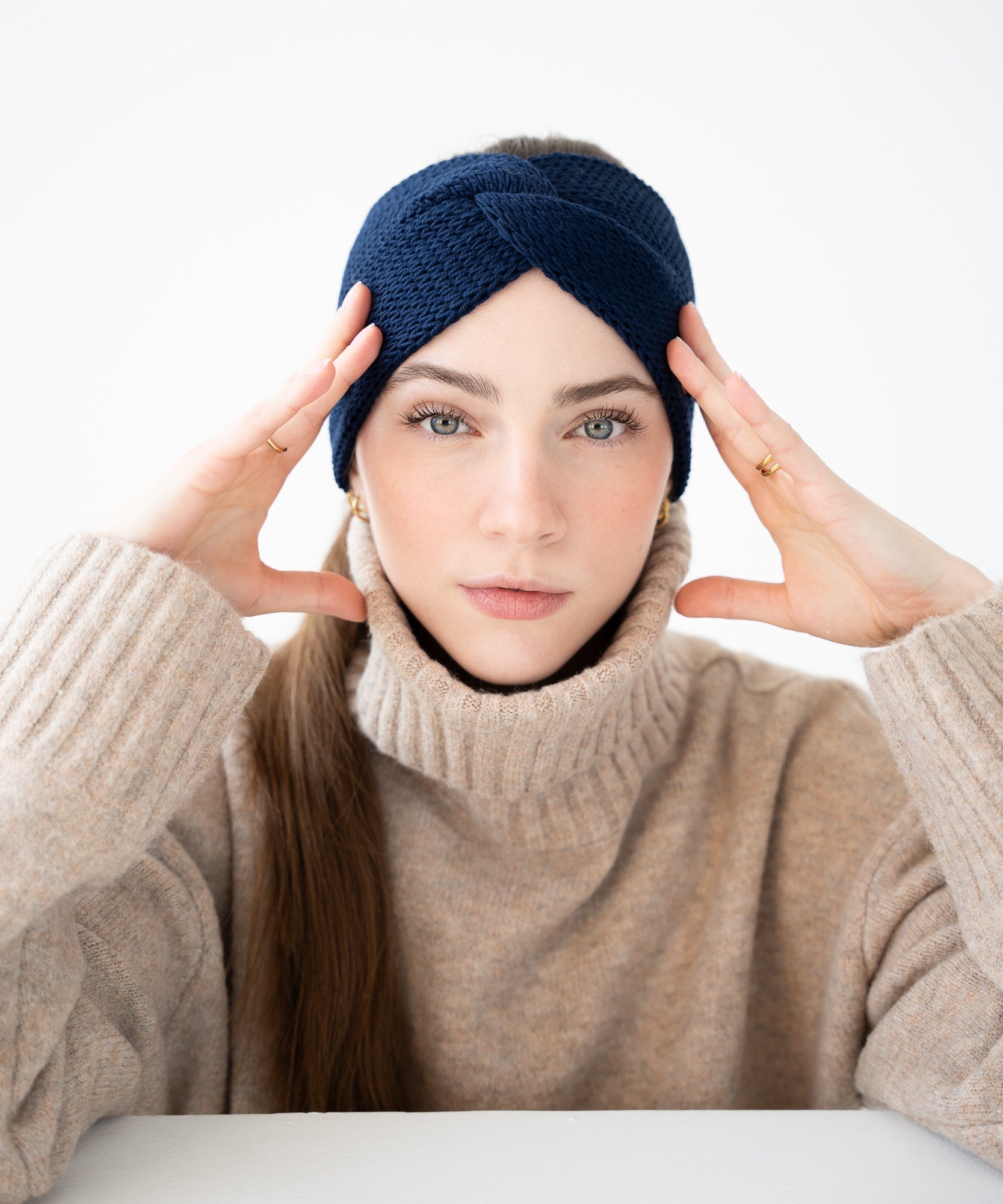 EMMA - Stirnband aus Merinowolle | Navy - Pink - Studio Chéri