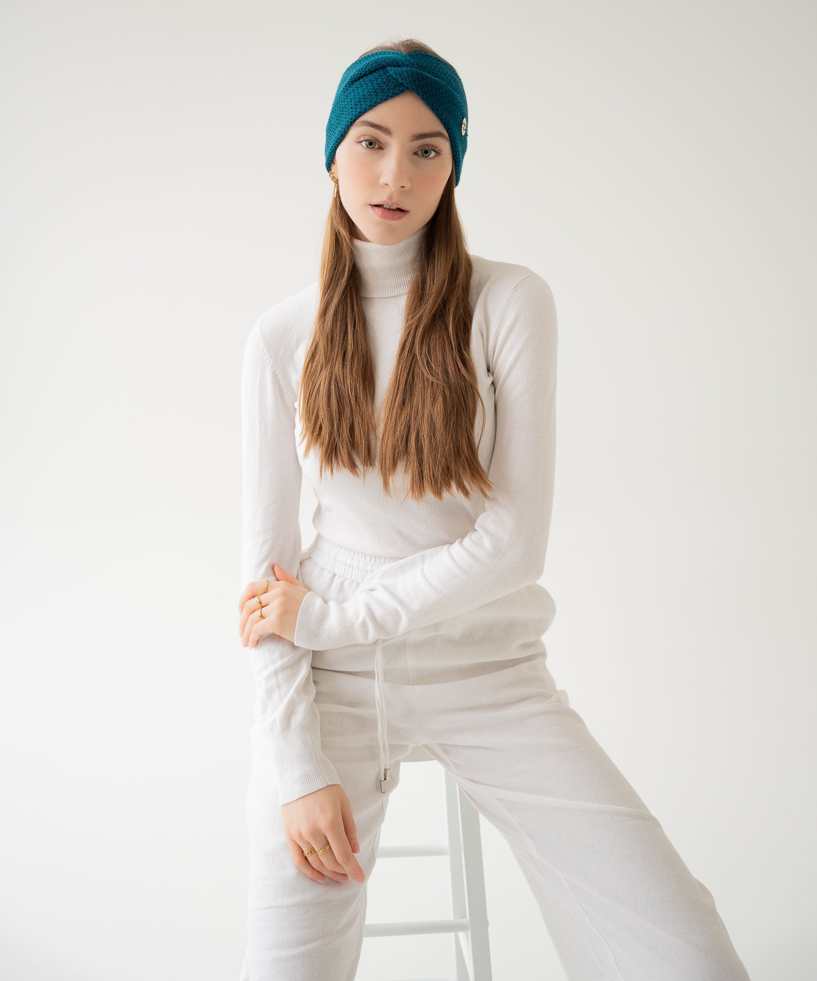 EMMA - Stirnband aus Merinowolle | Petrol - Grün - Studio Chéri