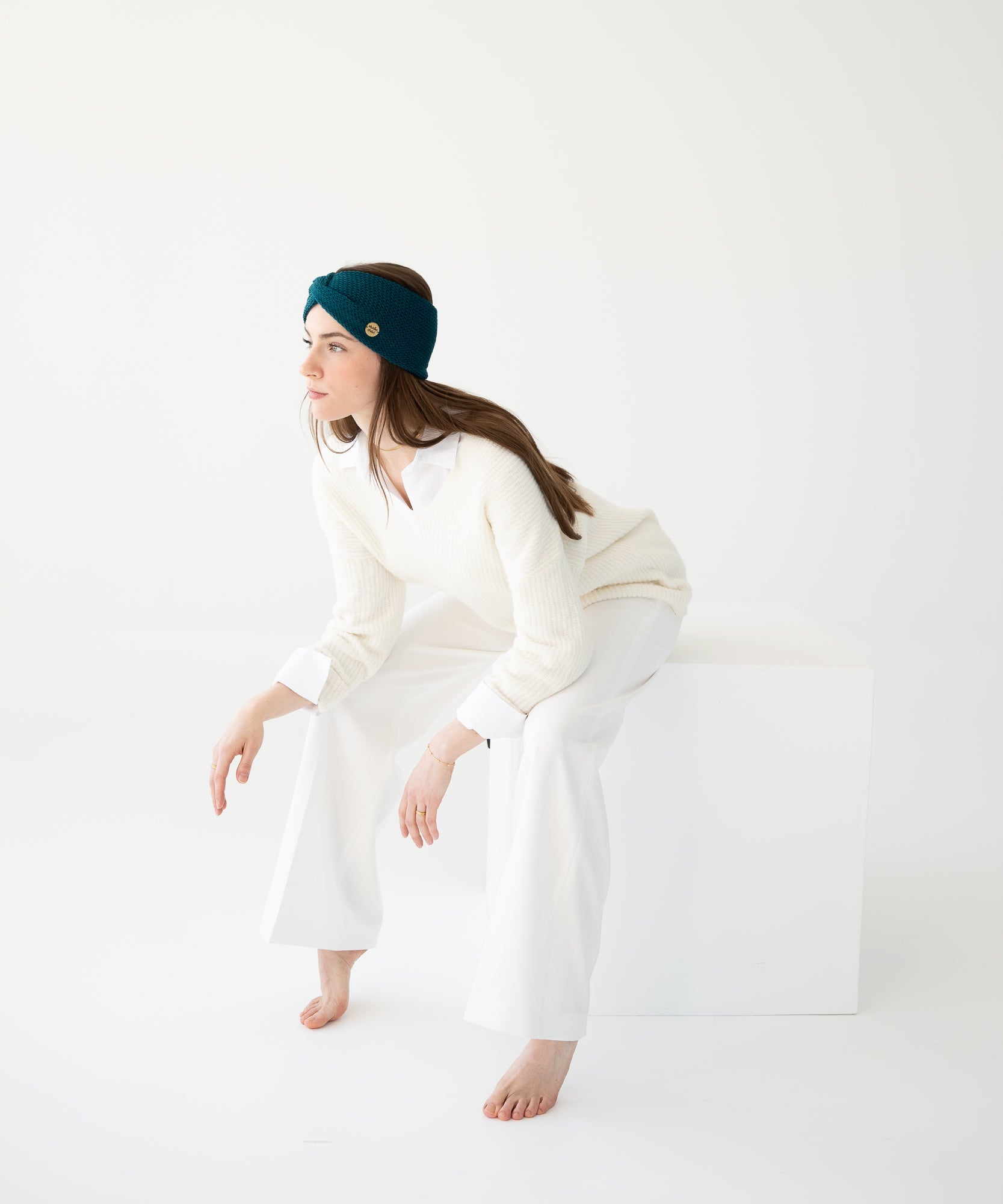 EMMA - Stirnband aus Merinowolle | Petrol - Grün - Studio Chéri