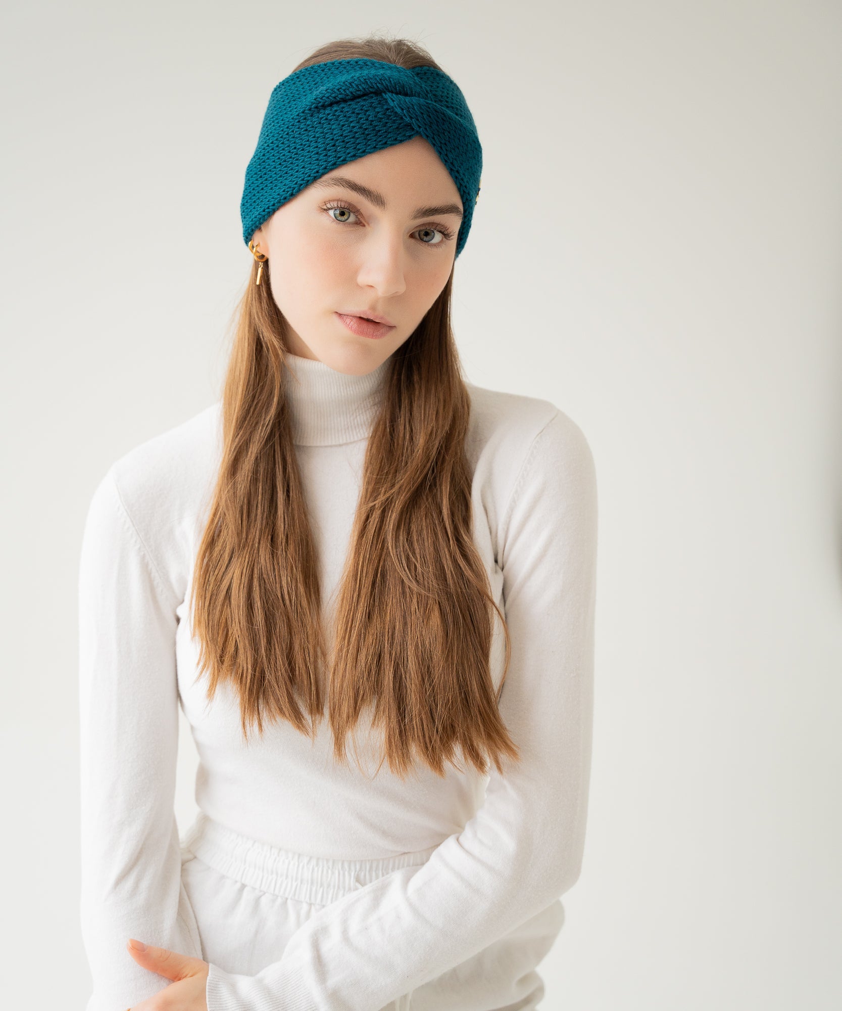 EMMA - Stirnband aus Merinowolle | Petrol - Grün - Studio Chéri