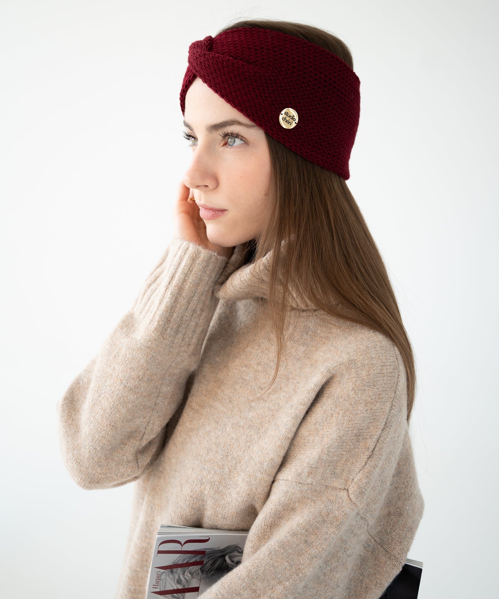 EMMA - Stirnband aus Merinowolle | Wine - Rot - Studio Chéri