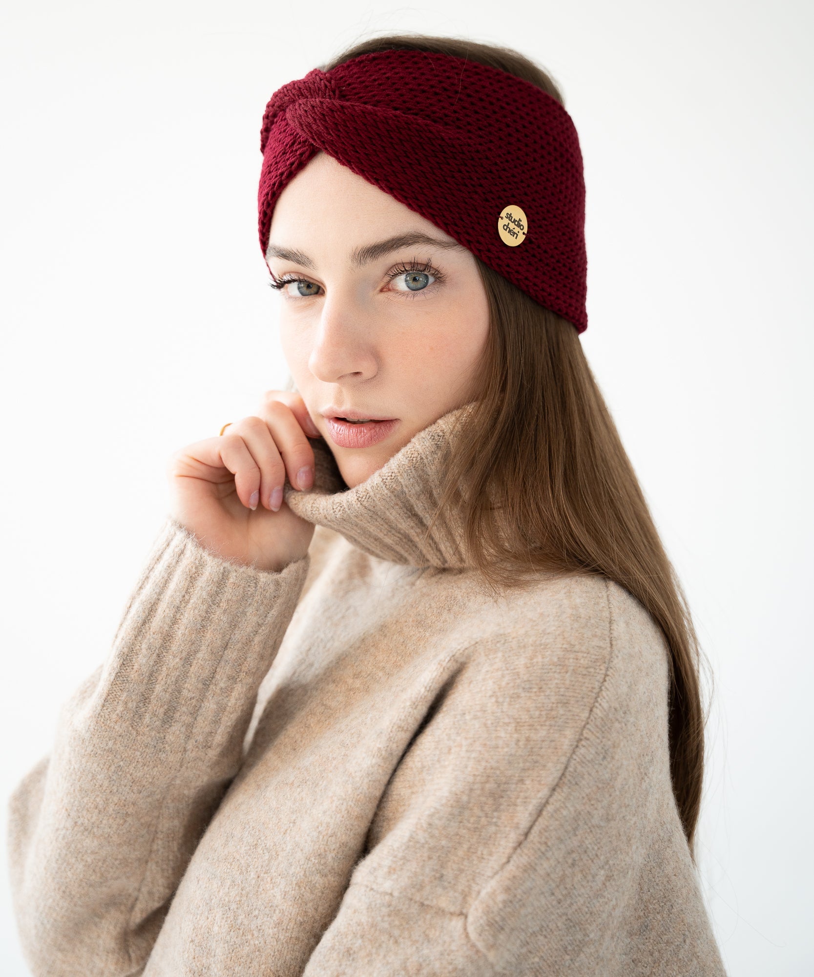 EMMA - Stirnband aus Merinowolle | Wine - Rot - Studio Chéri