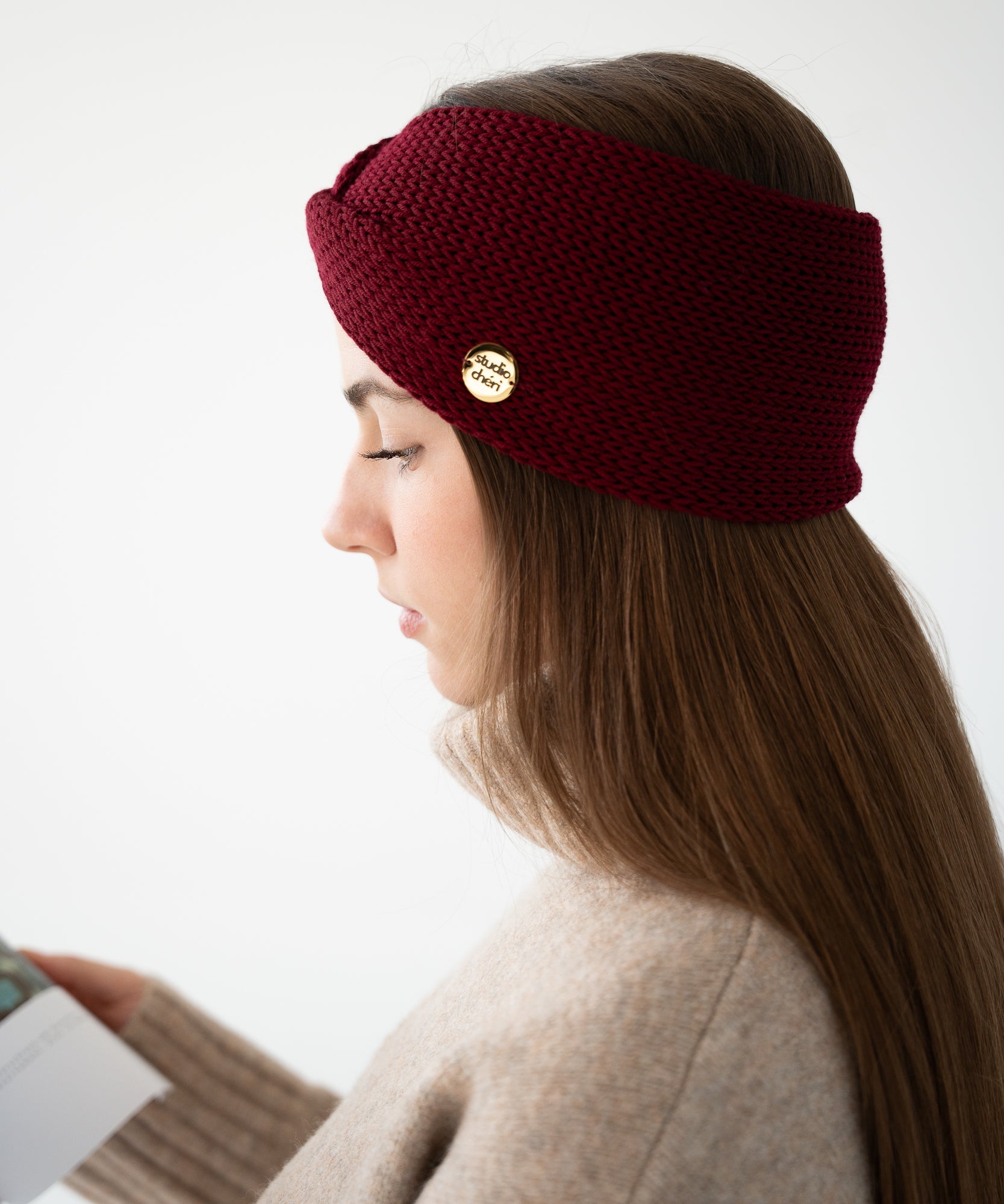 EMMA - Stirnband aus Merinowolle | Wine - Rot - Studio Chéri