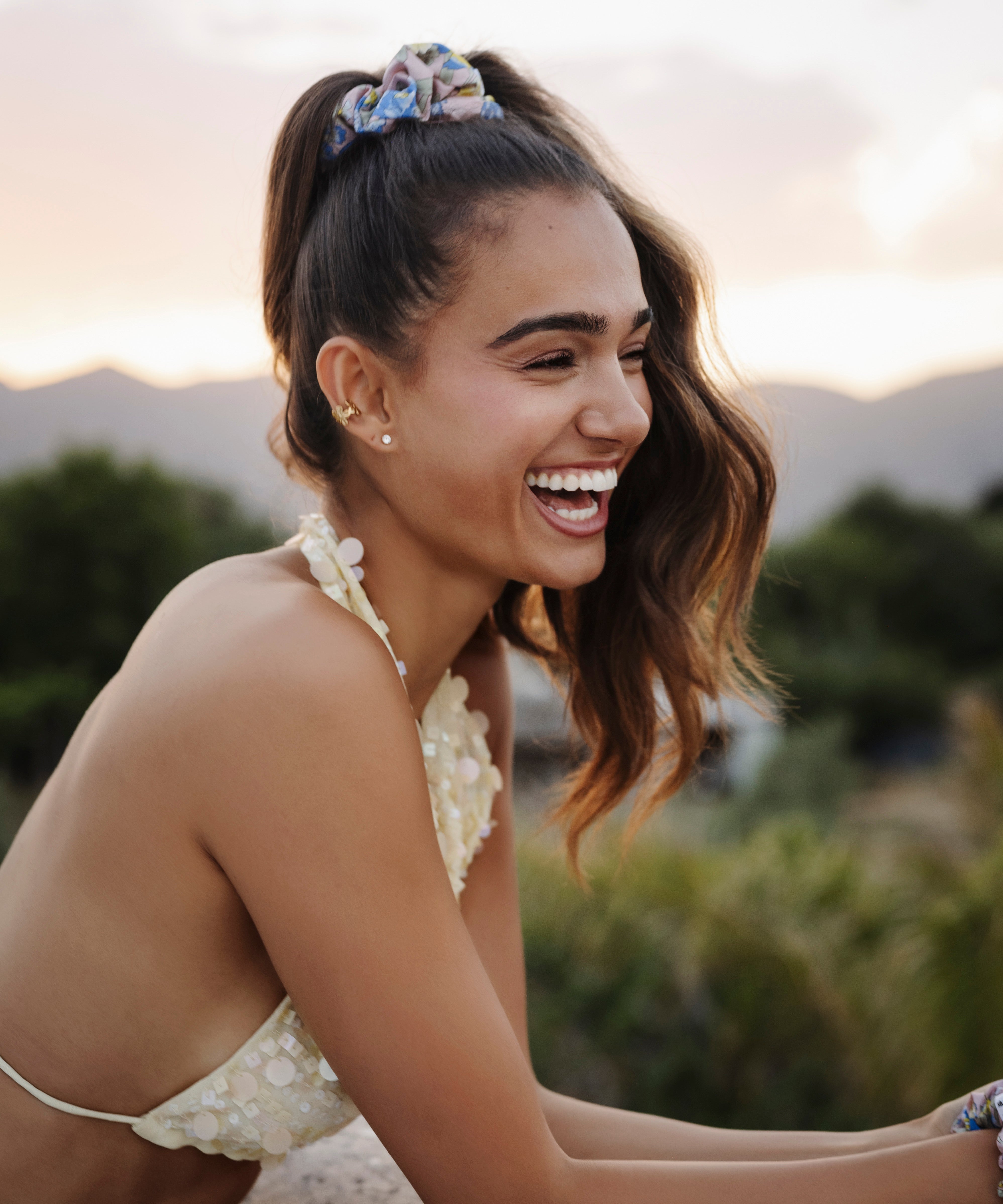 Georgia - Scrunchie mit Blümchen - rosa - Studio Chéri