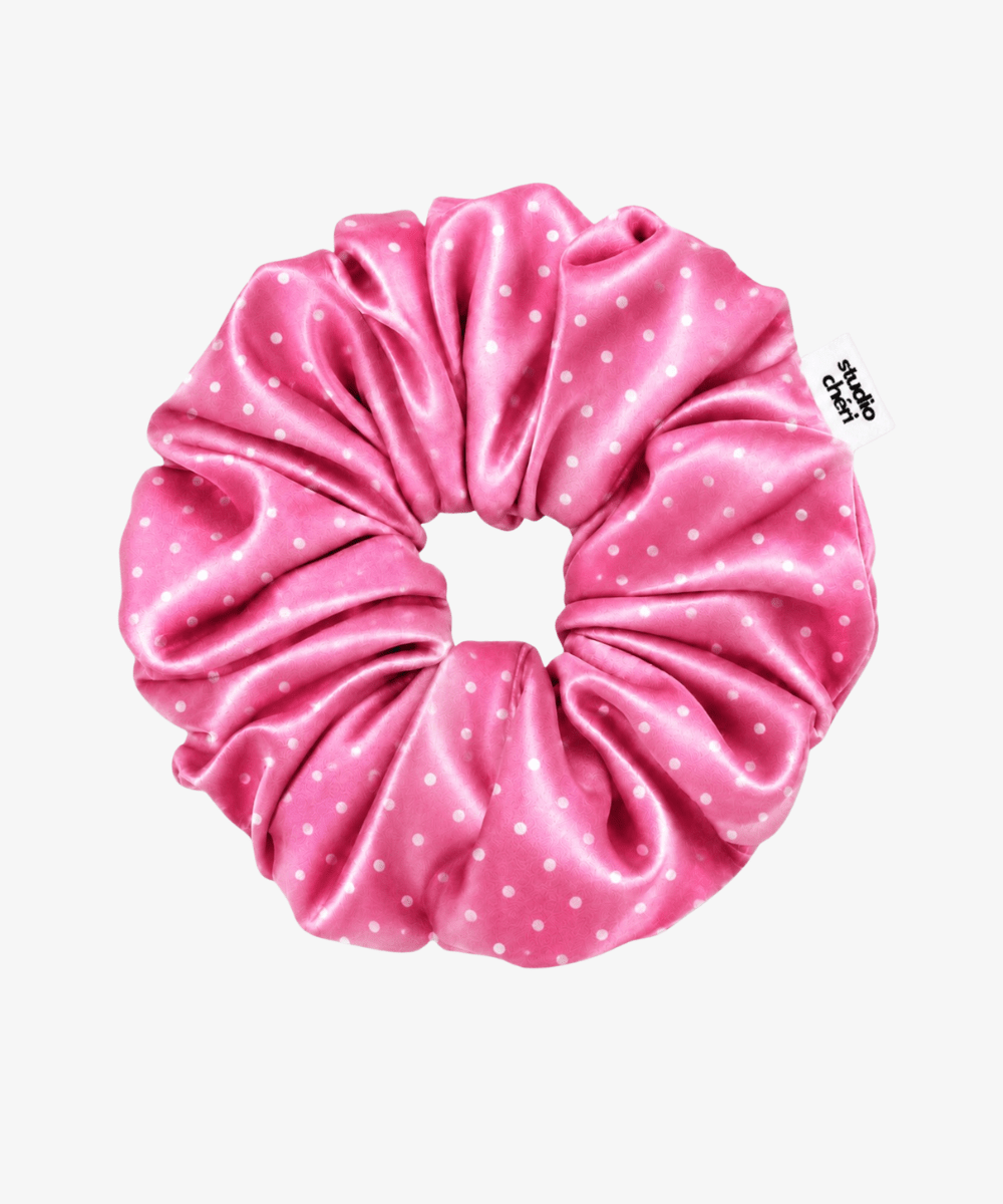 Giulia - Satin Scrunchie mit Punkten - Pink - Studio Chéri