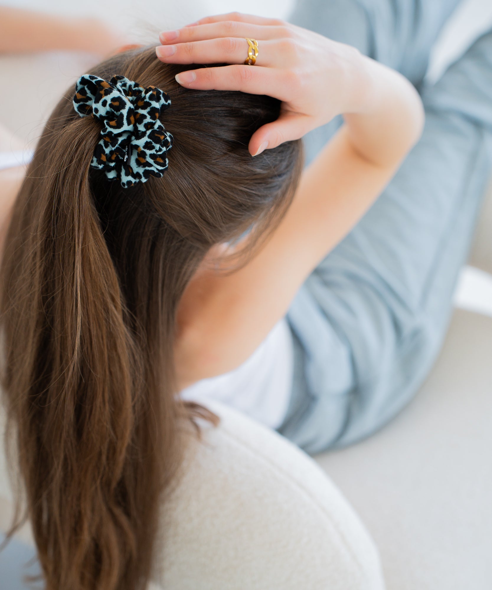 Lilian - Musselin Scrunchie Leo Mint - Mint - Studio Chéri