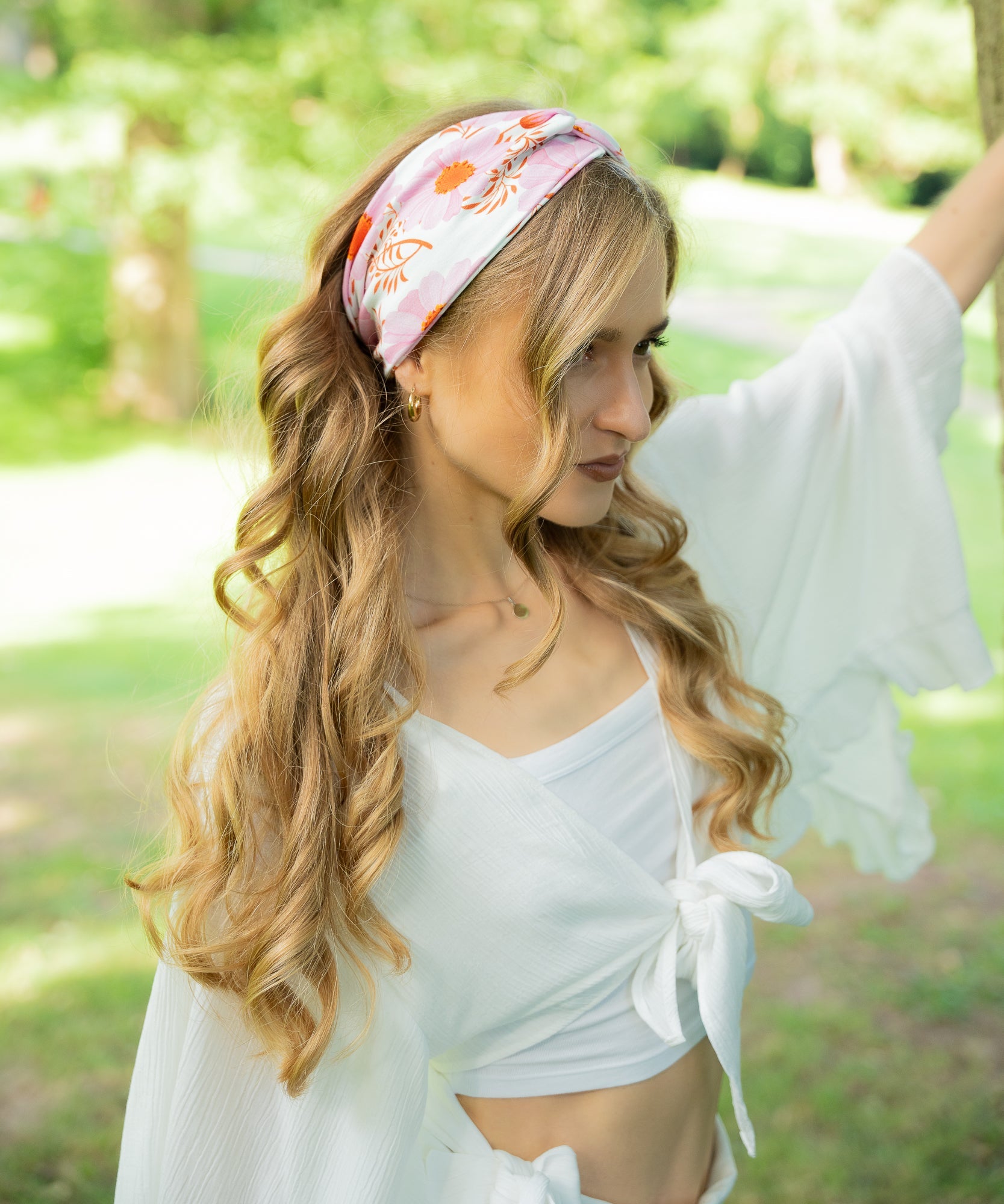 LILLY - Haarband mit Blümchenmuster | Cecilie - Pink/Rosa/Weiss - Studio Chéri