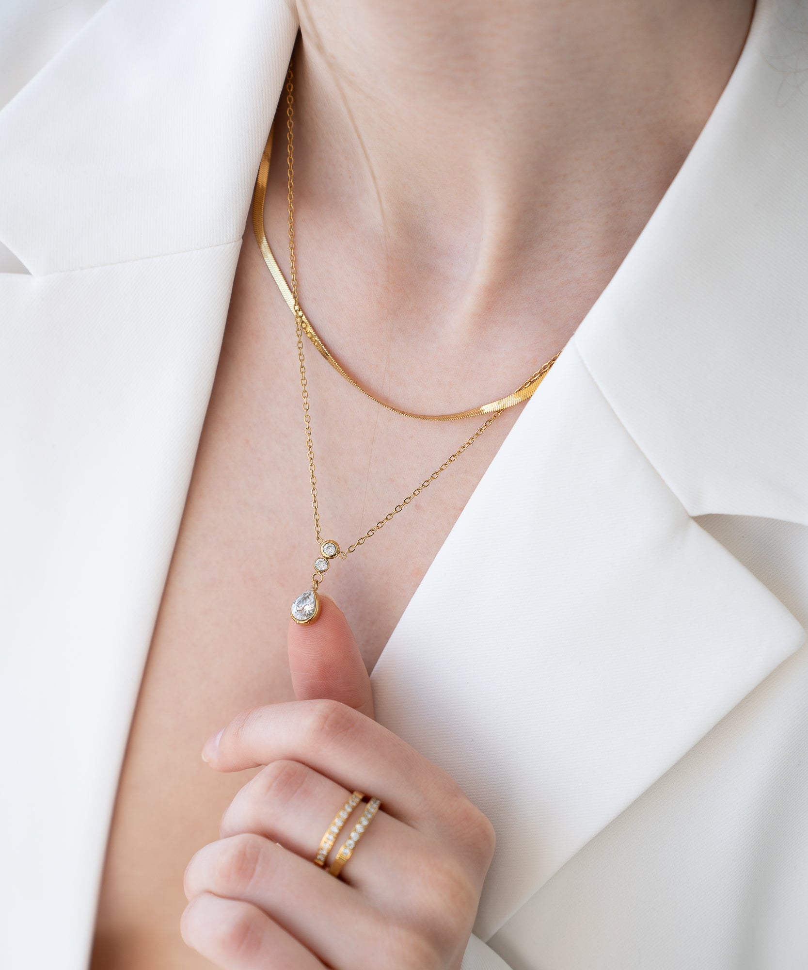 Mae - 18K Goldkette mit Schmuckstein - Gold - Studio Chéri