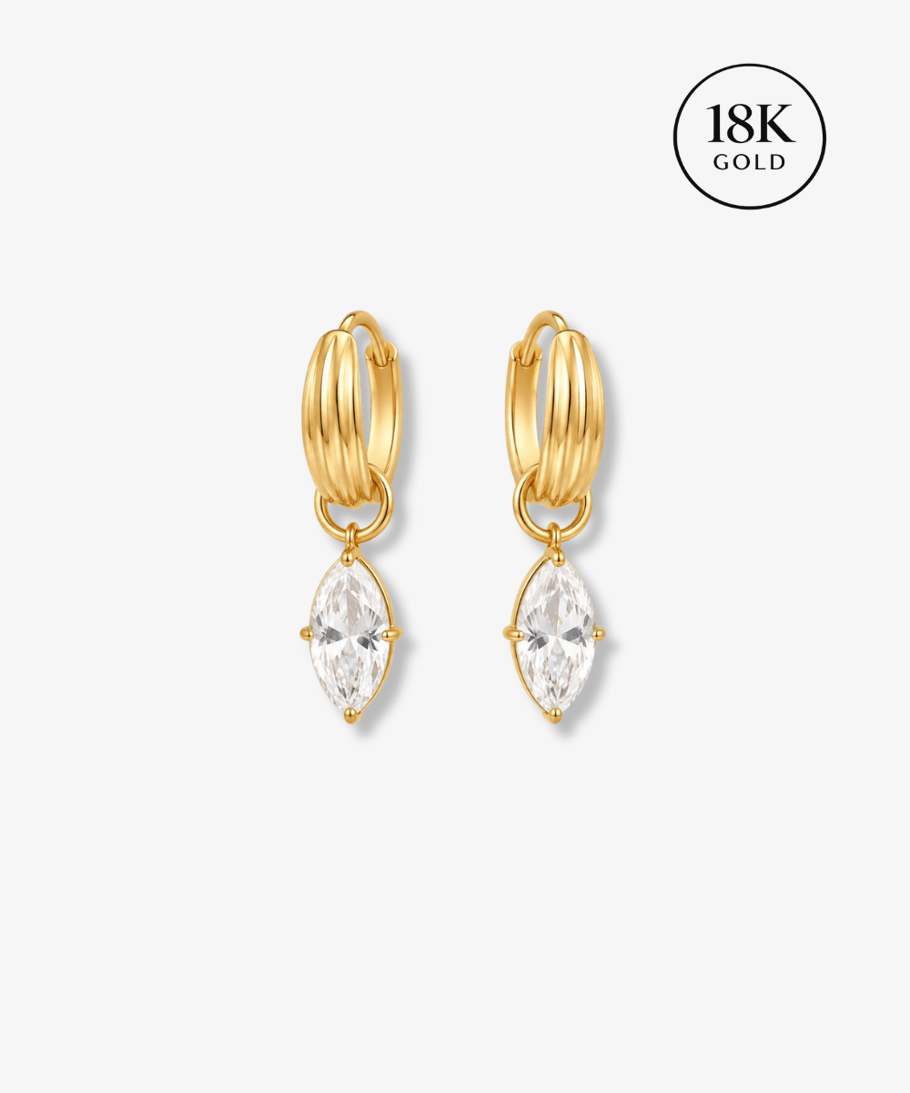 Mae - 18K Goldohrring mit Schmuckstein - Gold - Studio Chéri