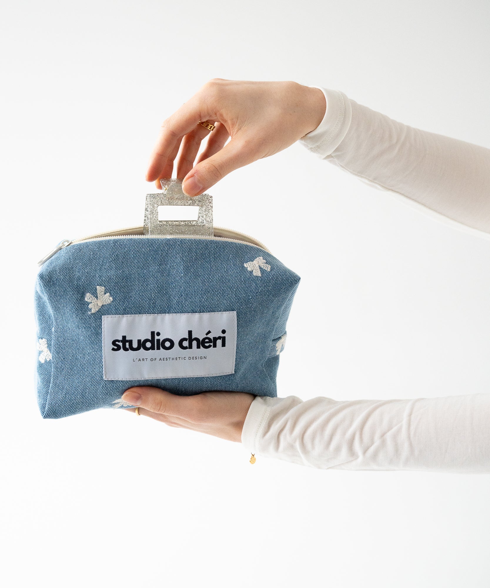 MAGGIE - Kosmetiktasche | Bow Dreams - Blau - Studio Chéri