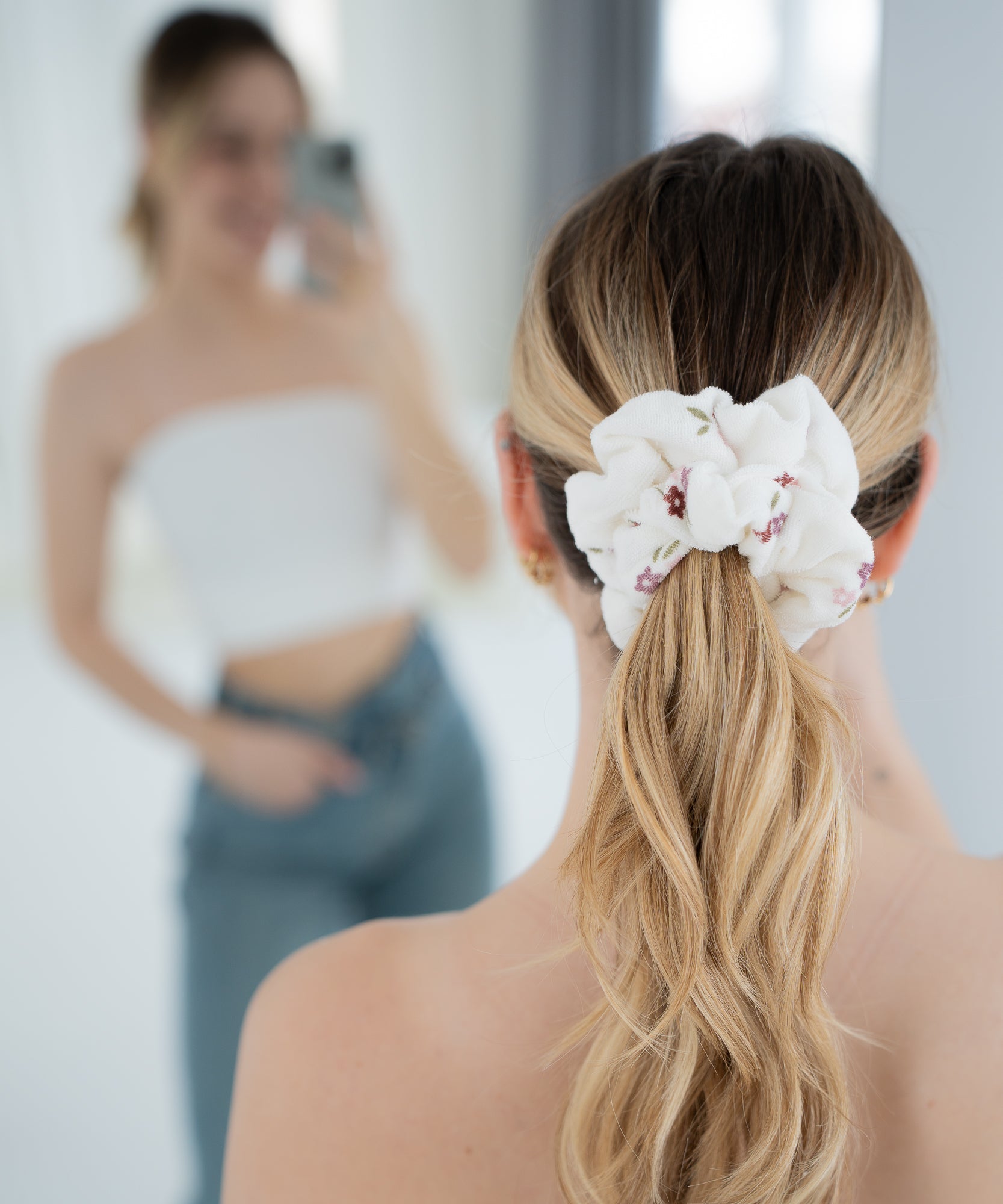 Odette - Frottee Scrunchie - Weiß - Studio Chéri