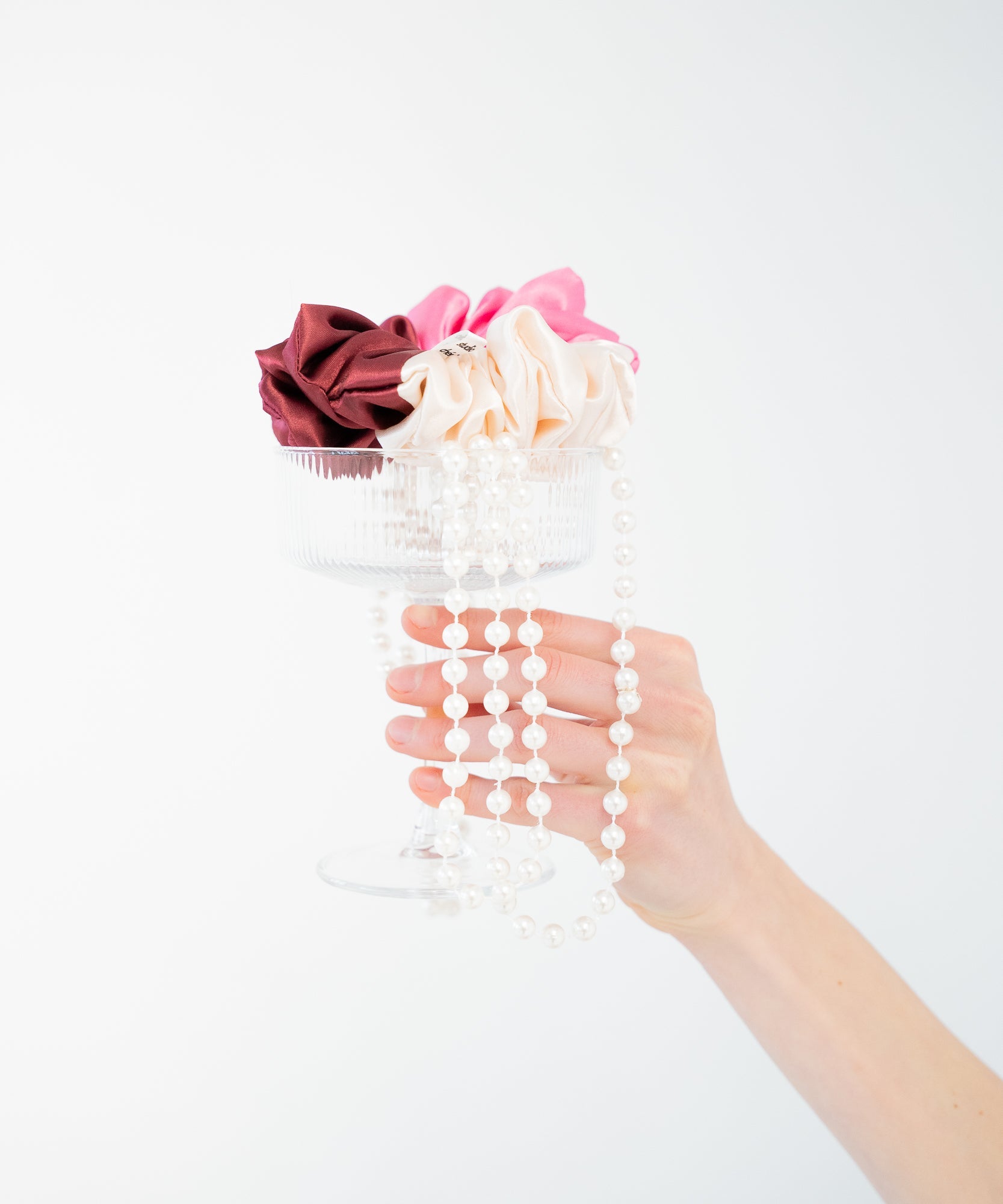 OMBRE AMOUR - Scrunchie mit Farbverlauf - Weiß/Rot/Rosa - Studio Chéri