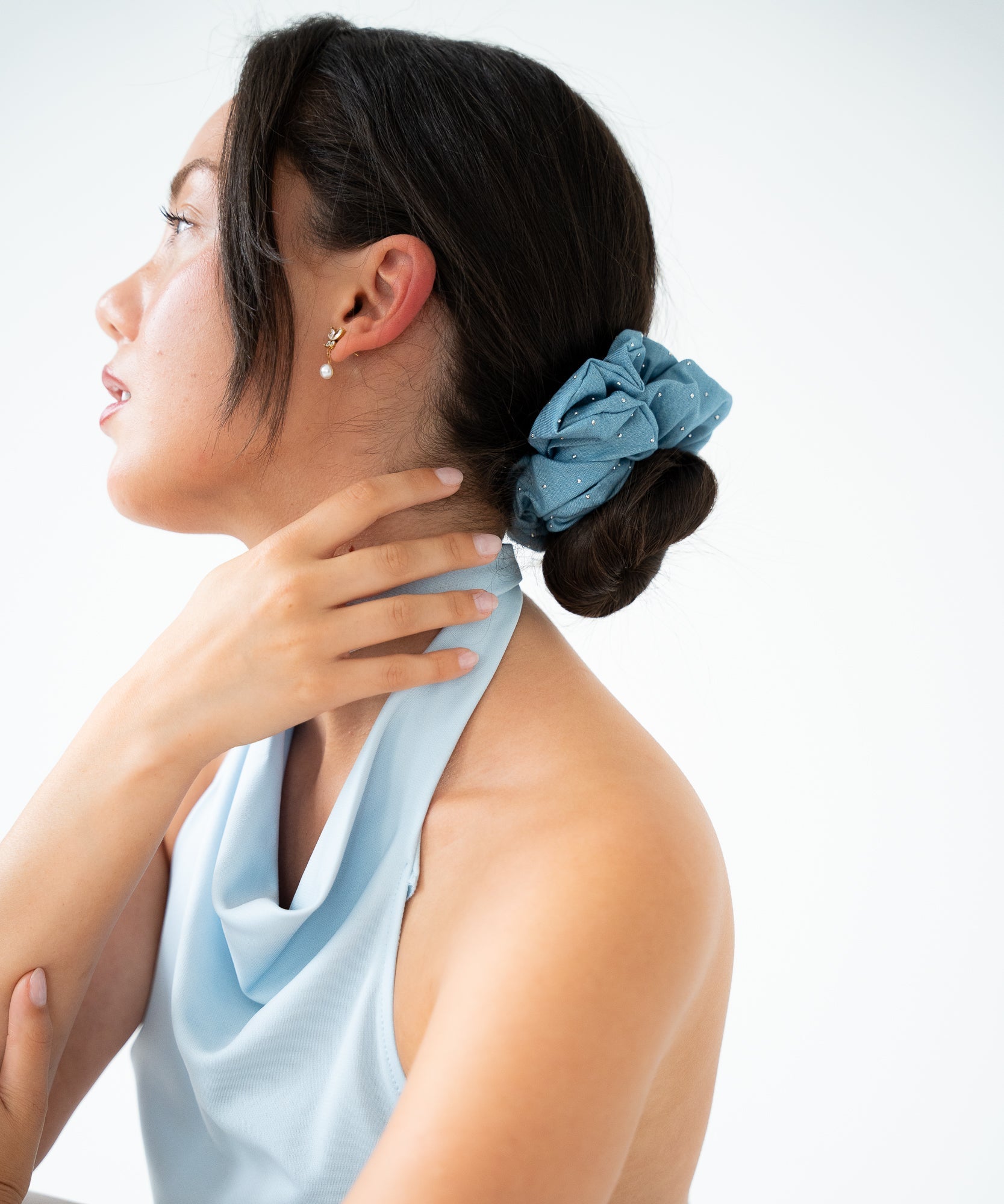 Pearl Bay - Jeans Scrunchie mit Glitzer - Blau - Studio Chéri
