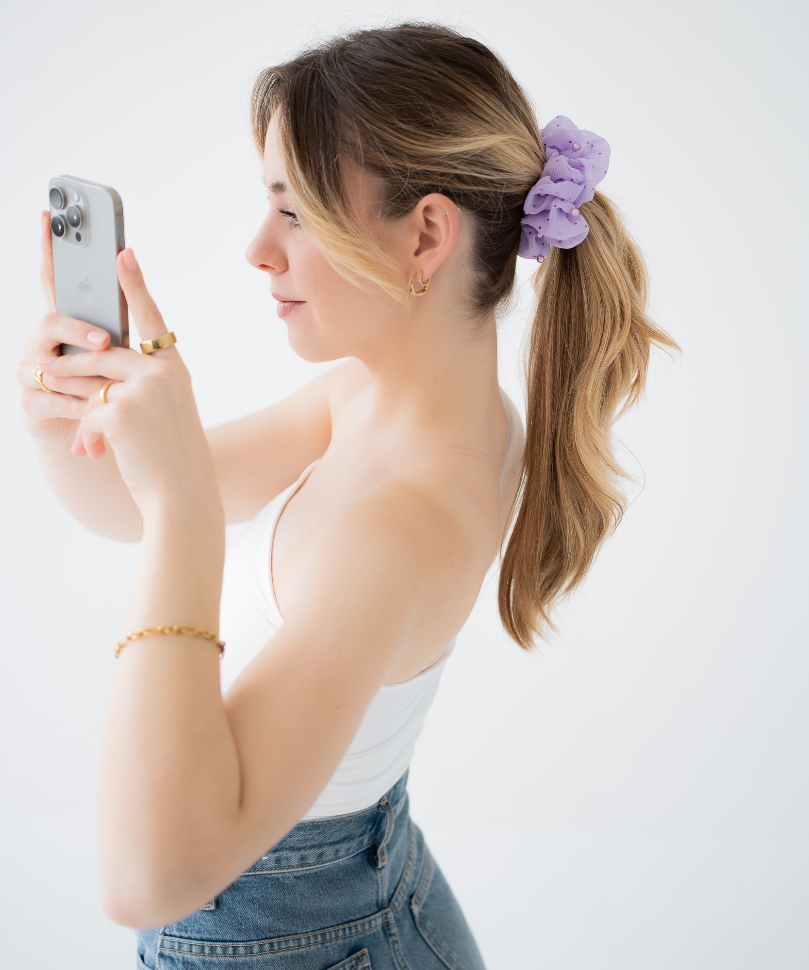 Pearl Lavender - Scrunchie mit Perlen - Lila - Studio Chéri